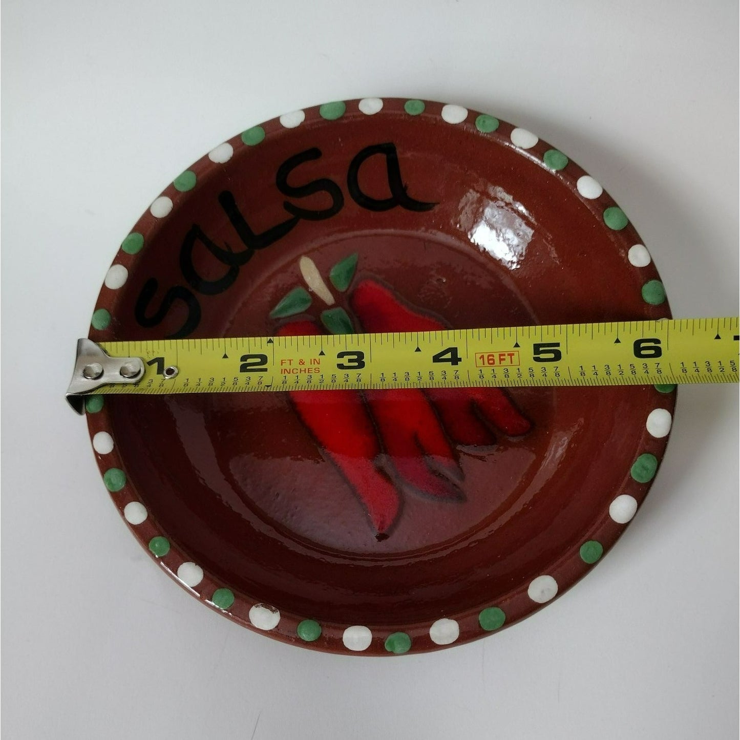 Redware Pottery Salsa Dish Hand Crafted Ceramic Chili Pepper Design Southwestern
