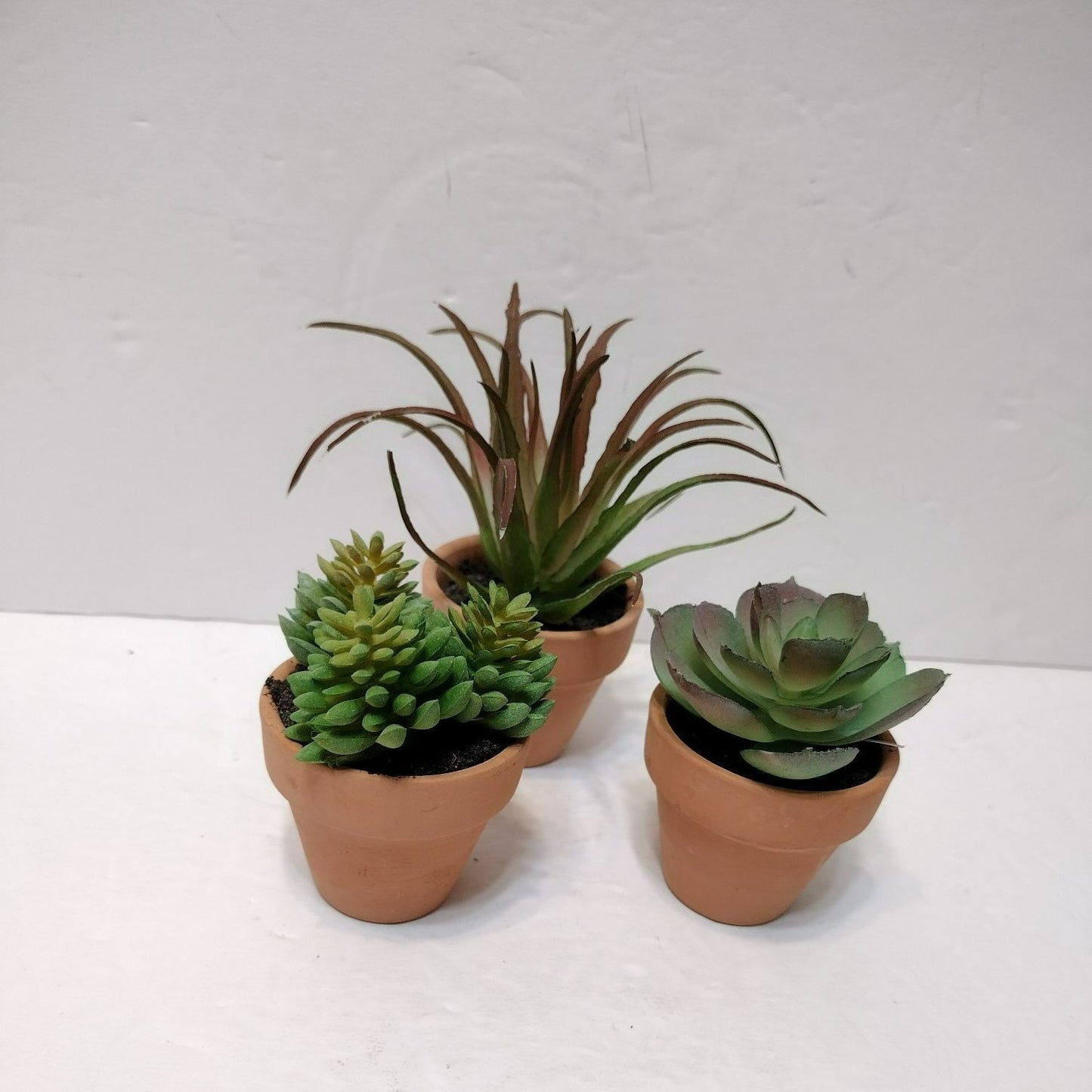 Set of 3 Faux Succulents in Terra Cotta Planters, Fake Houseplant Greenery Decor