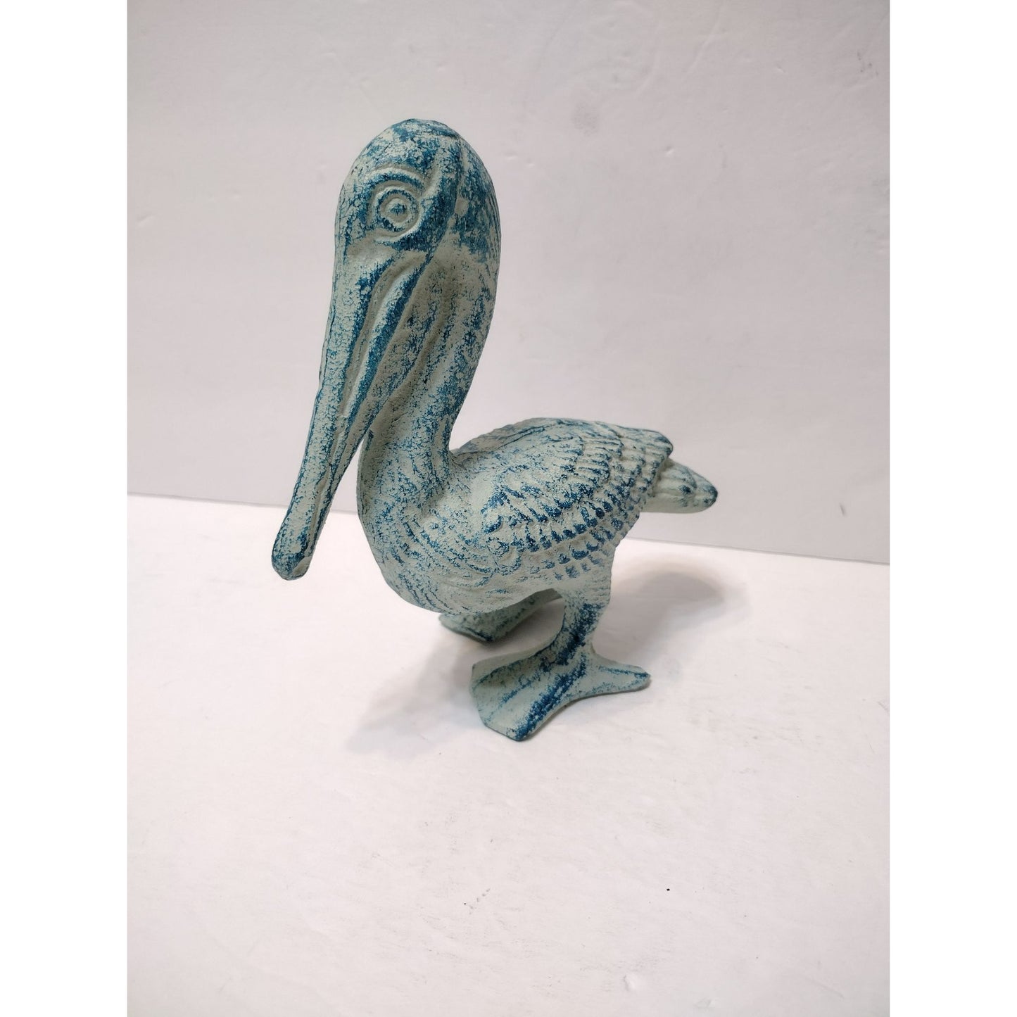 Cast Iron Pelican Figurine, Bird Paperweight, Door Stop, Nautical Beach Coastal