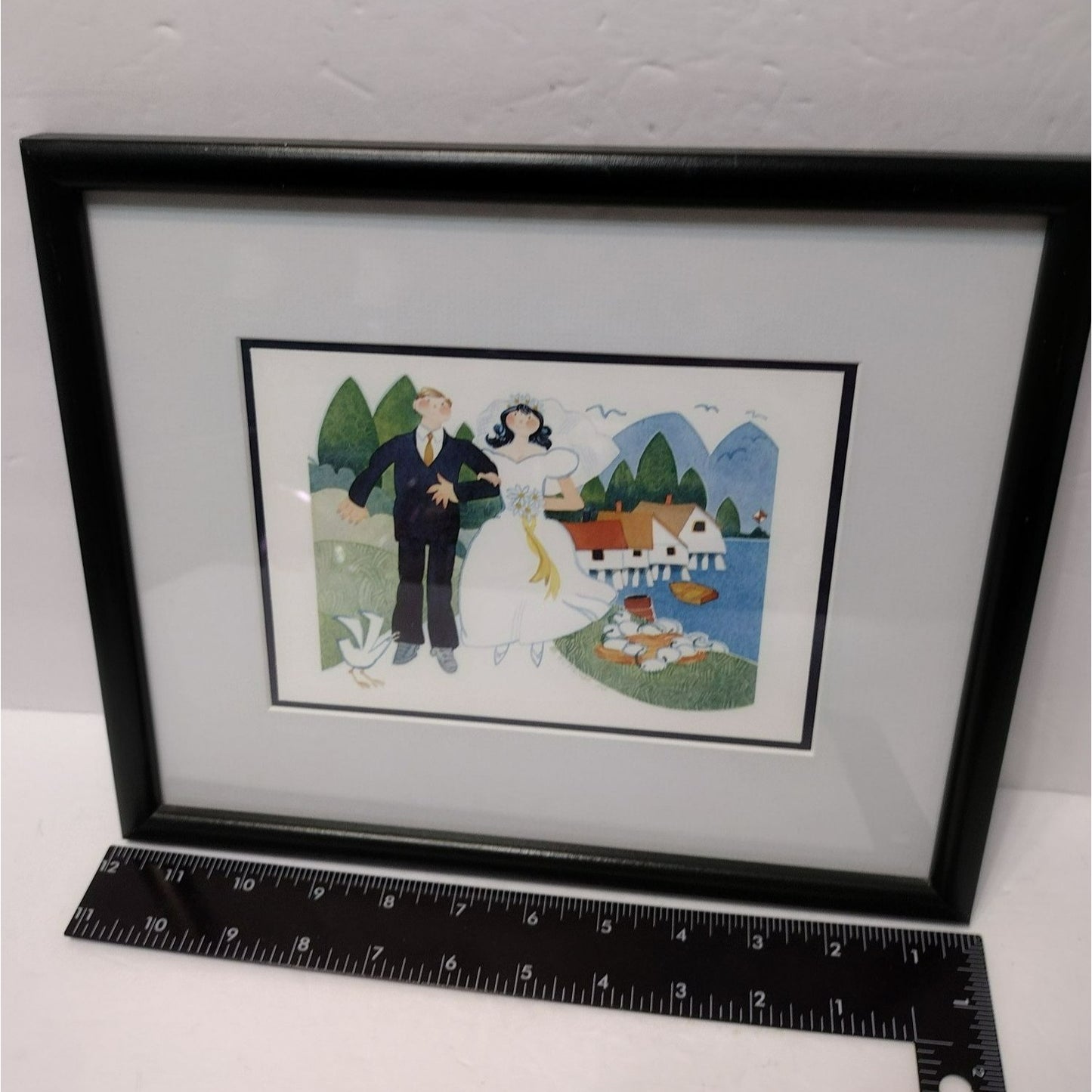 Rie Munoz Art Print, "Tenakee Wedding", Custom Framed and Matted, Alaska 1990s