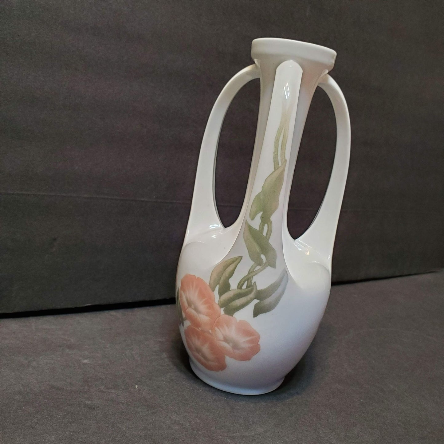 Antique Royal Copenhagen 3 Handle Vase with Butterflies and Flowers, Art Nouveau
