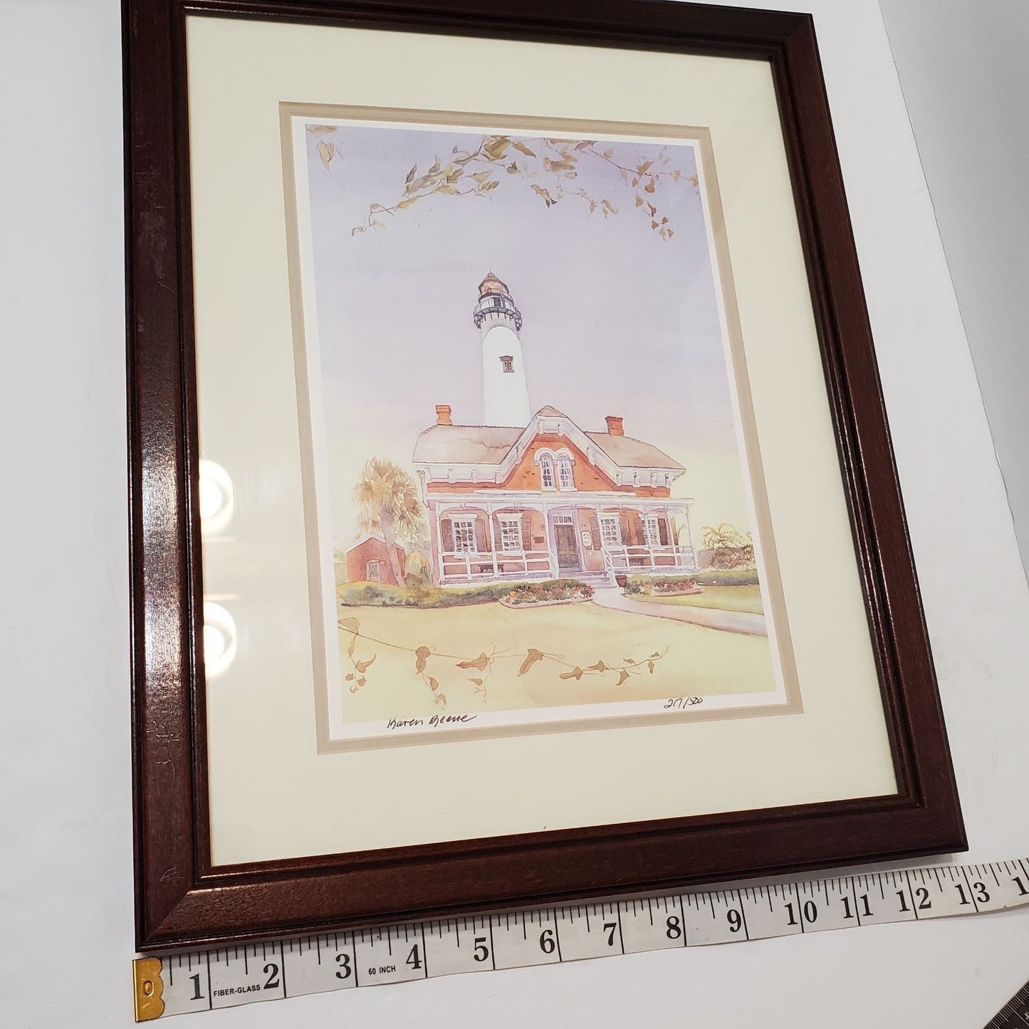Limited Edition Karen Keene Lighthouse Print Framed Artwork 16x13 St Simons GA