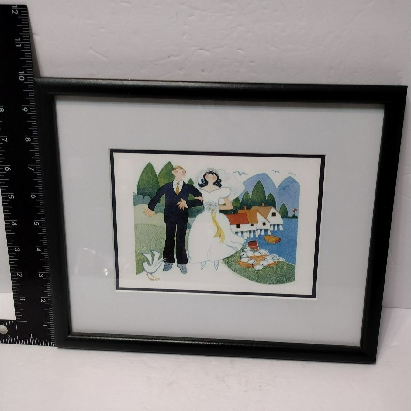 Rie Munoz Art Print, "Tenakee Wedding", Custom Framed and Matted, Alaska 1990s
