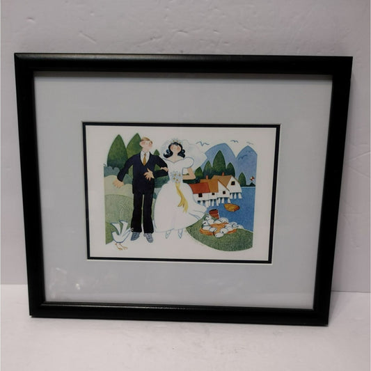 Rie Munoz Art Print, "Tenakee Wedding", Custom Framed and Matted, Alaska 1990s