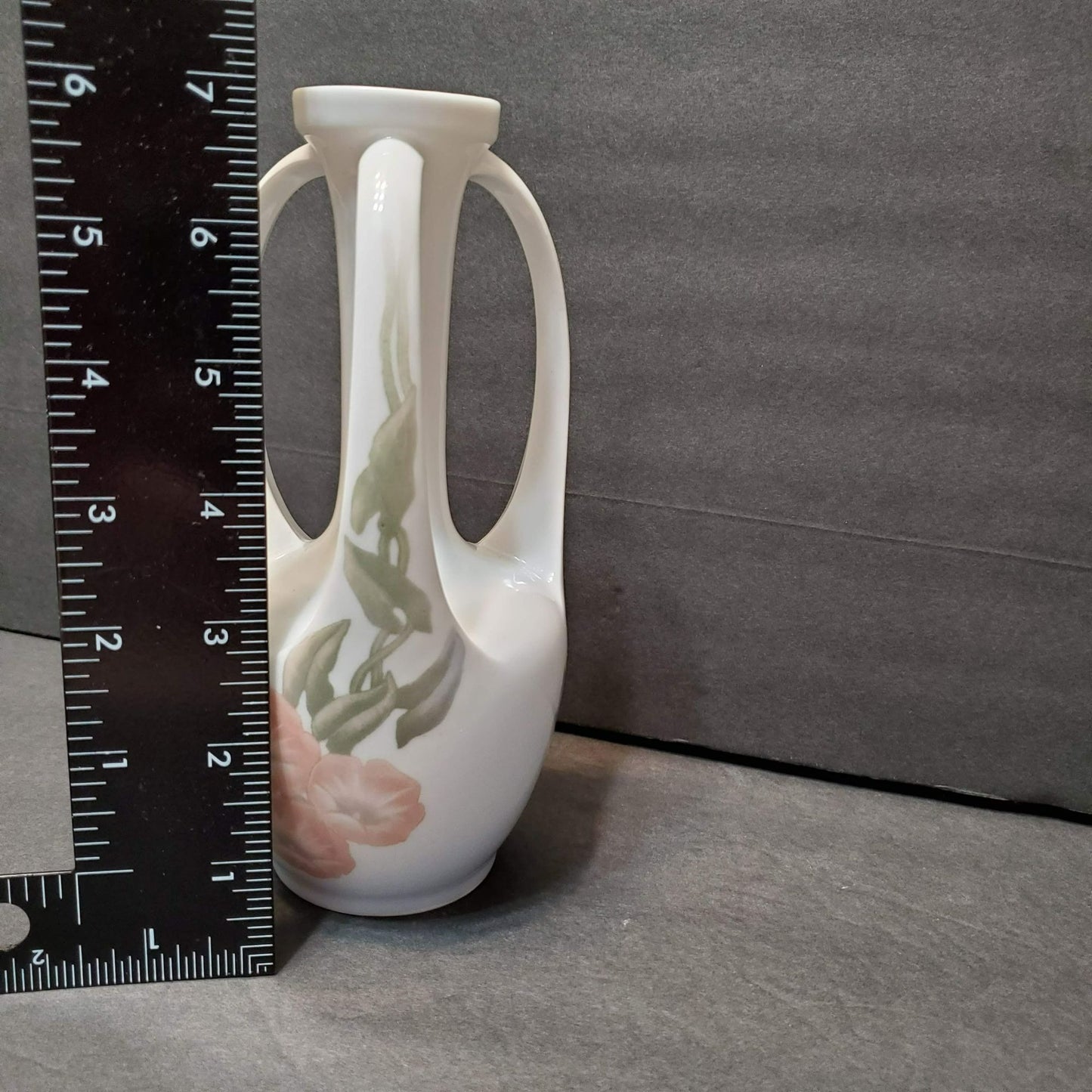 Antique Royal Copenhagen 3 Handle Vase with Butterflies and Flowers, Art Nouveau