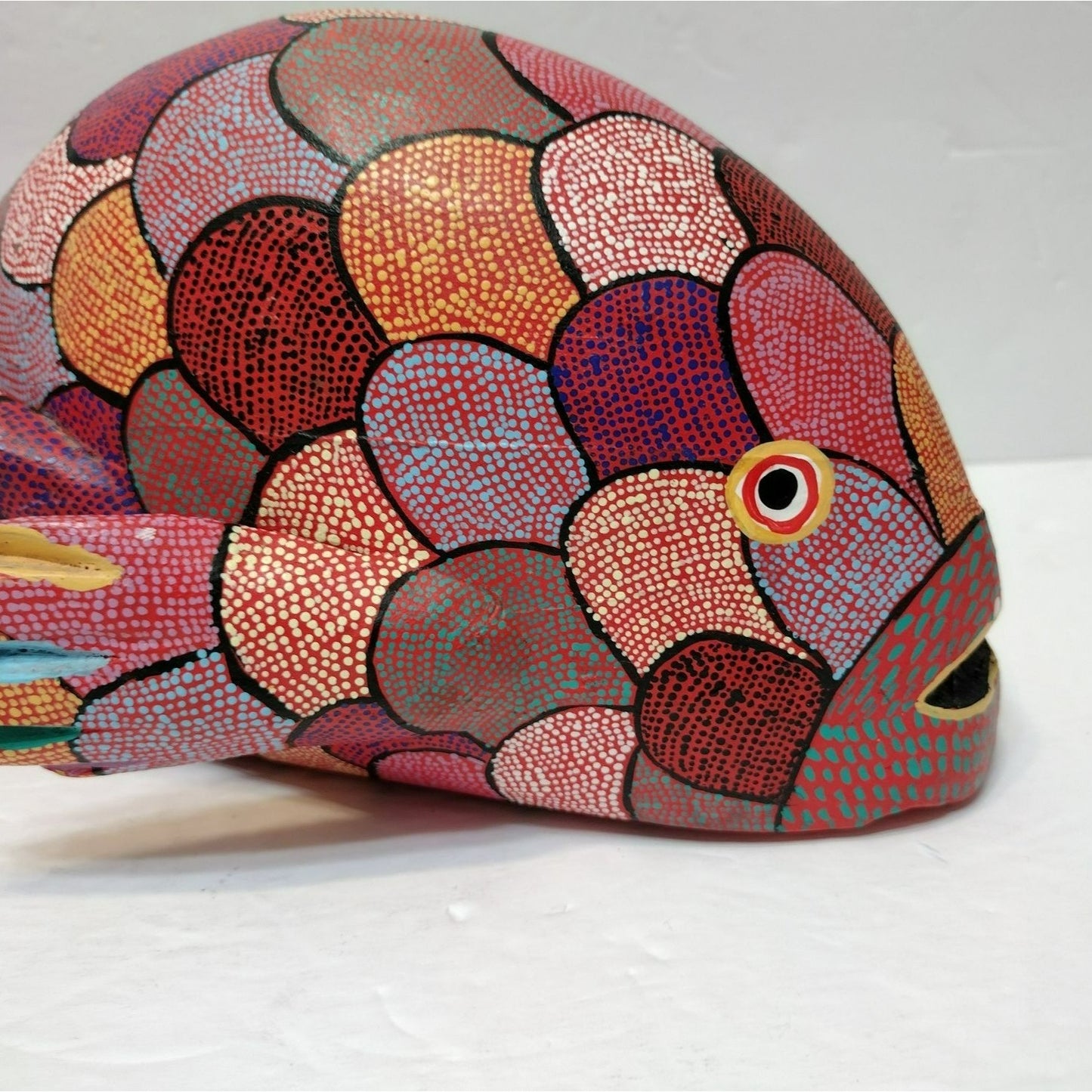 Pepe Santiago Oaxacan Alebrije Folk Art Fish Statue, Hand Painted Wood Carving Animal, Handmade in Mexico