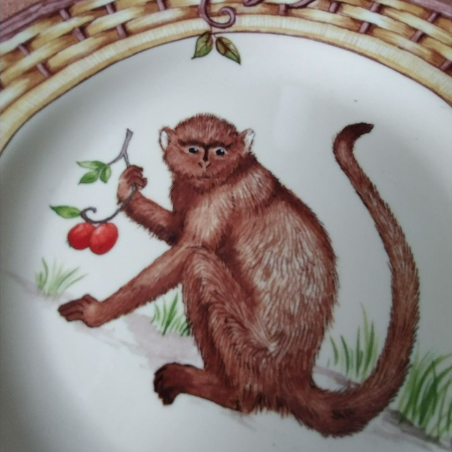 Vintage American Atelier Monkey Plate, Porcelain 8" #5029
