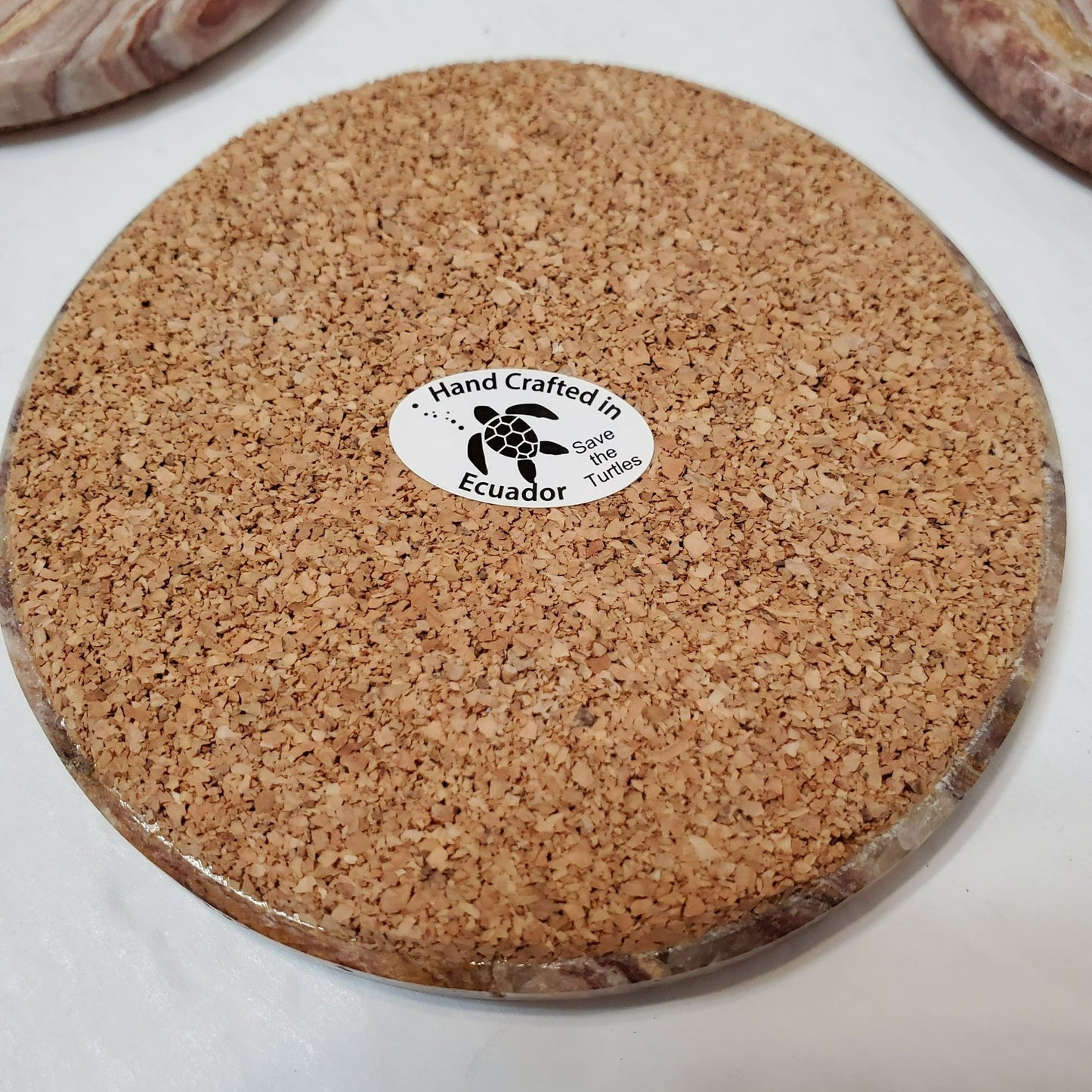 Round Marble Coasters with Starfish Design, Set of 4, Hand Crafted in Ecuador
