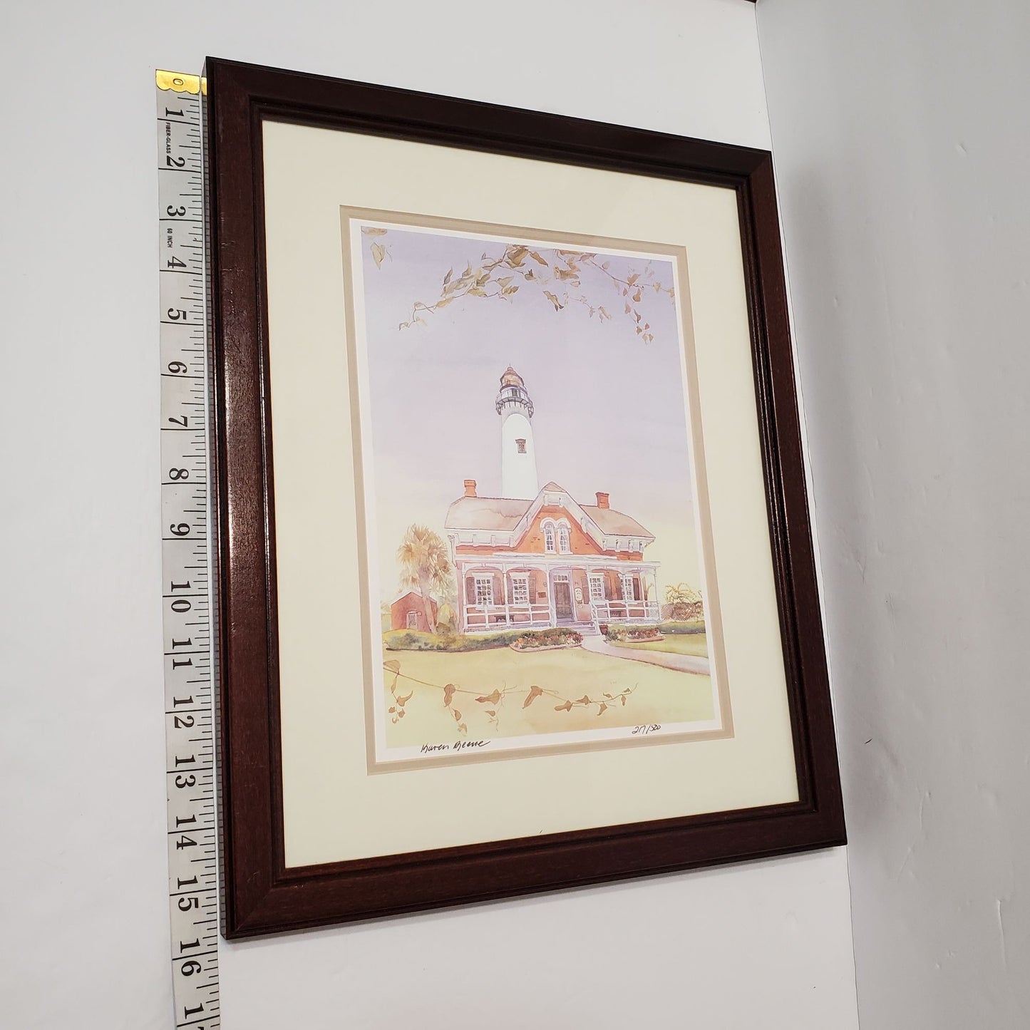 Limited Edition Karen Keene Lighthouse Print Framed Artwork 16x13 St Simons GA