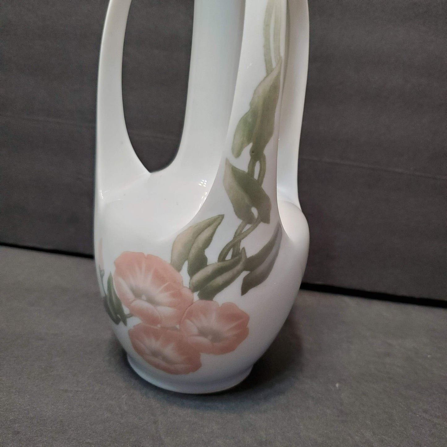 Antique Royal Copenhagen 3 Handle Vase with Butterflies and Flowers, Art Nouveau
