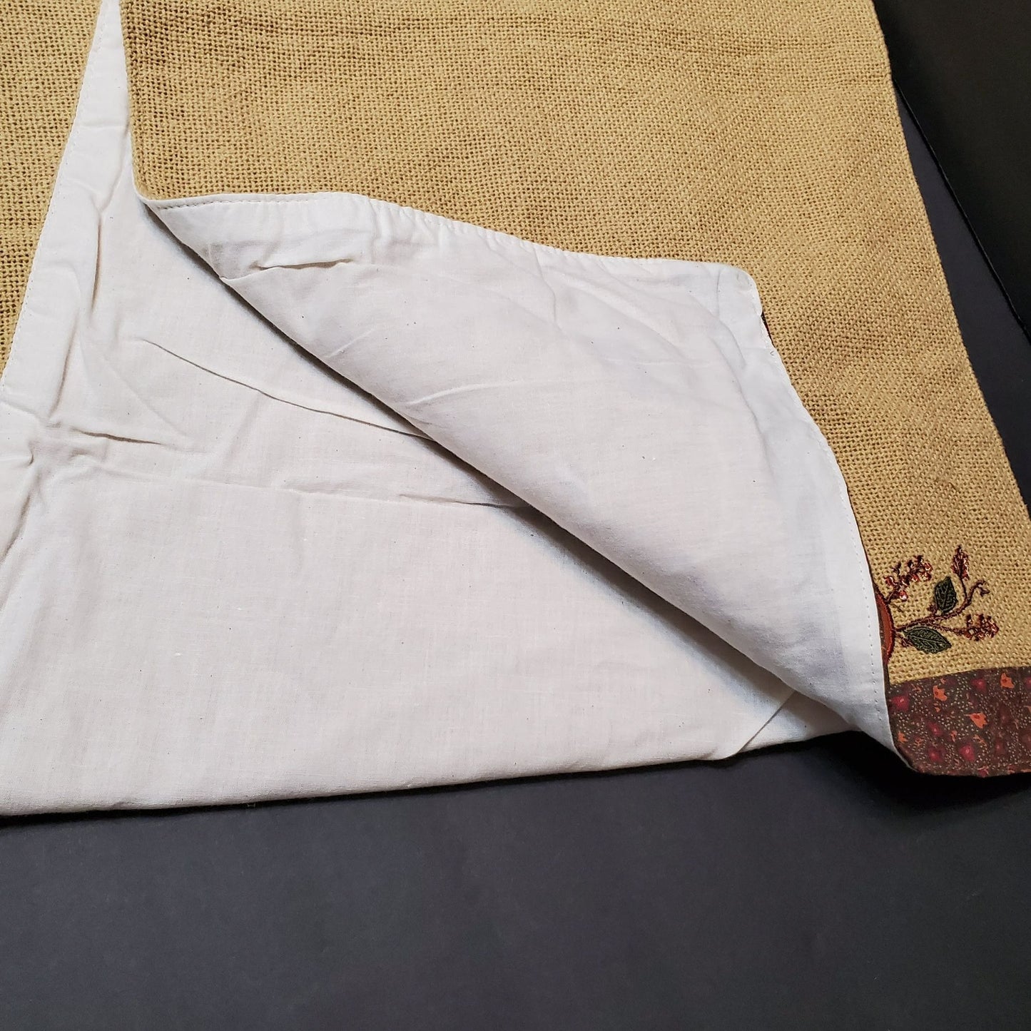 Pumpkin Harvest Table Runner, Applique, Tan Canvas, Lined, Fall Autumn Decor