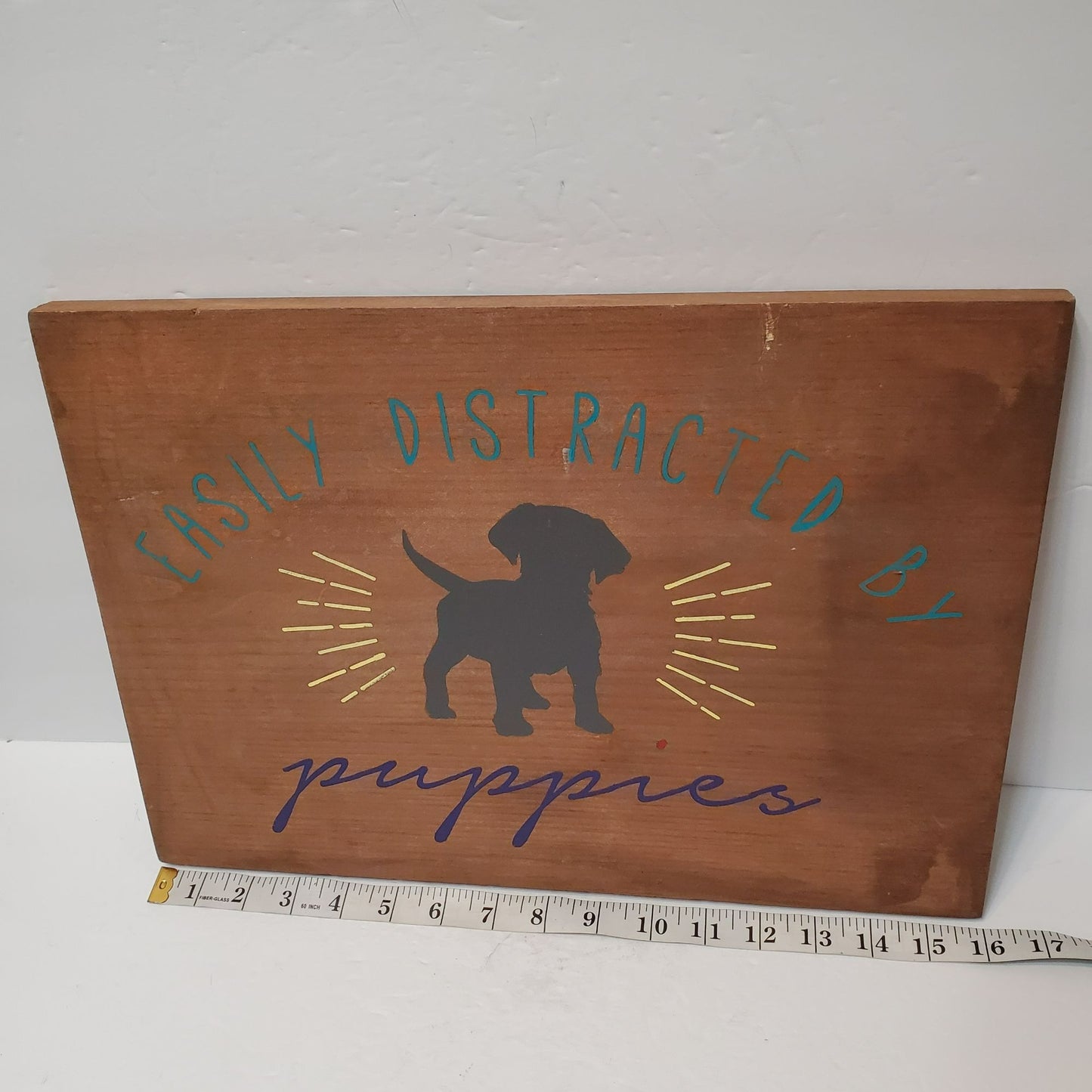 Rustic Wooden Wall Art Easily Distracted By Puppies Sign 16x11 Dog Lovers Decor
