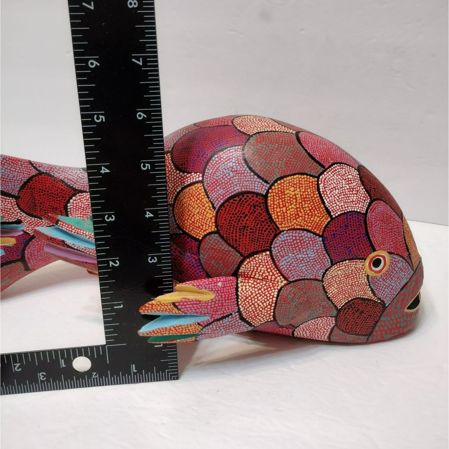 Pepe Santiago Oaxacan Alebrije Folk Art Fish Statue, Hand Painted Wood Carving Animal, Handmade in Mexico