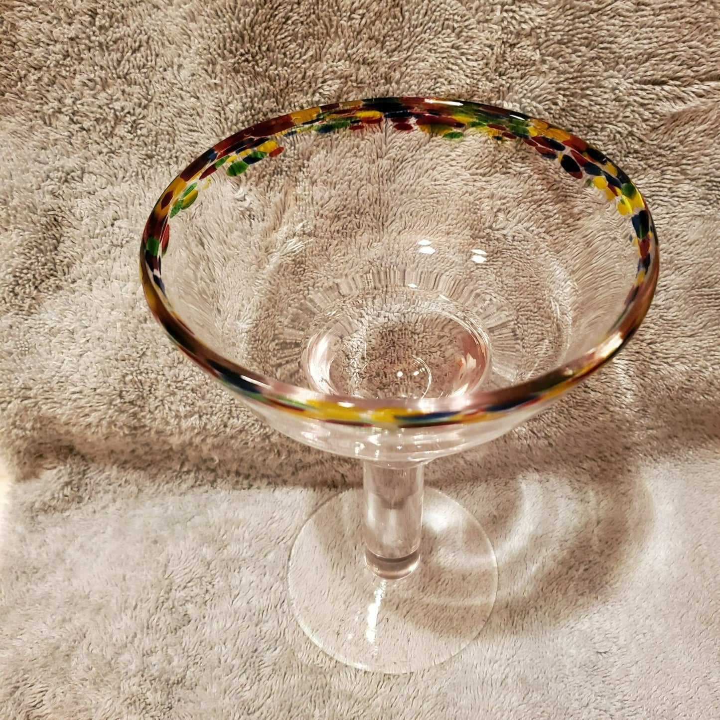 Mexican Confetti Margarita Glass, 7" Colorful Hand Blown Art Glass from Mexico