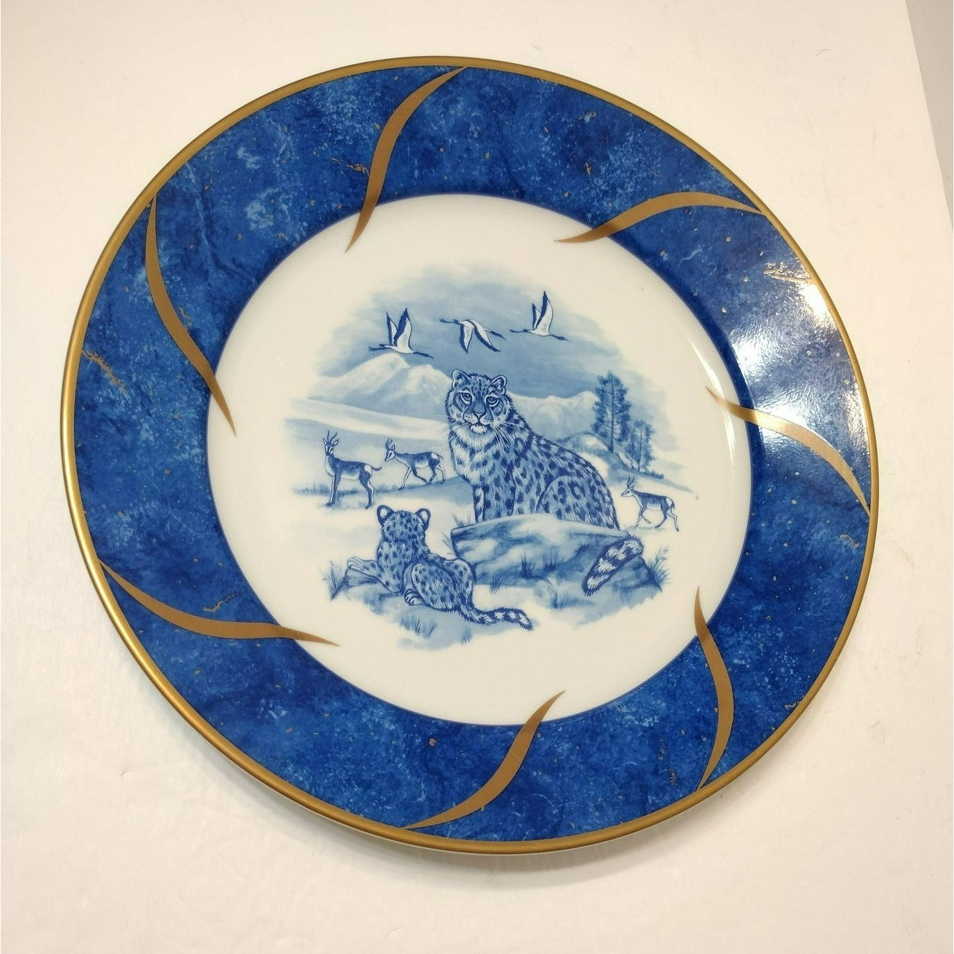 Lynn Chase Leopard Lazuli Chop Plate, Vintage 12" Platter Charger Czech Republic