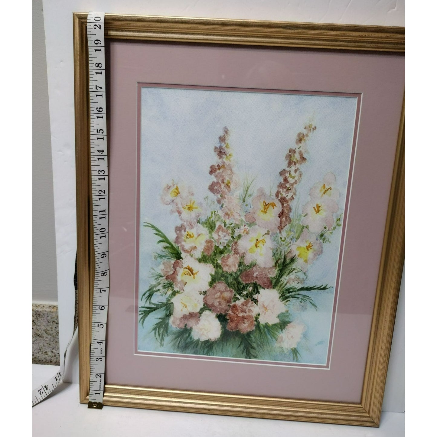 Original Watercolor Painting, Framed Matted and Signed, Pink Flowers Cottagecore, Floral Painting, Original Watercolor Painting, Pink Floral