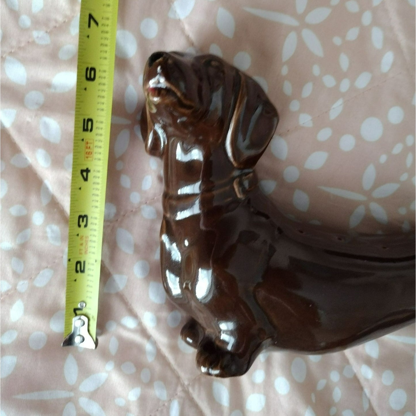 ABCO Handpainted Hors D'Oeuvres Dachshund Server, Alexander Backer Vintage Dog Appetizer Stand, Toothpick Holder