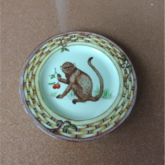 Vintage American Atelier Monkey Plate, Porcelain 8" #5029