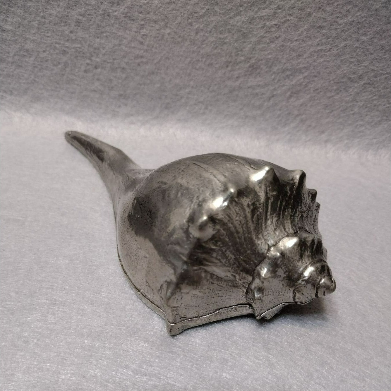 Shell Paperweight, Heavy Silver Tone Metal Whelk Seashell Figurine