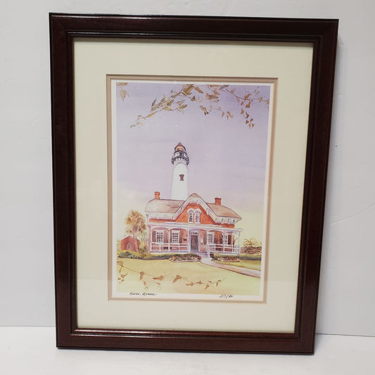 Limited Edition Karen Keene Lighthouse Print Framed Artwork 16x13 St Simons GA