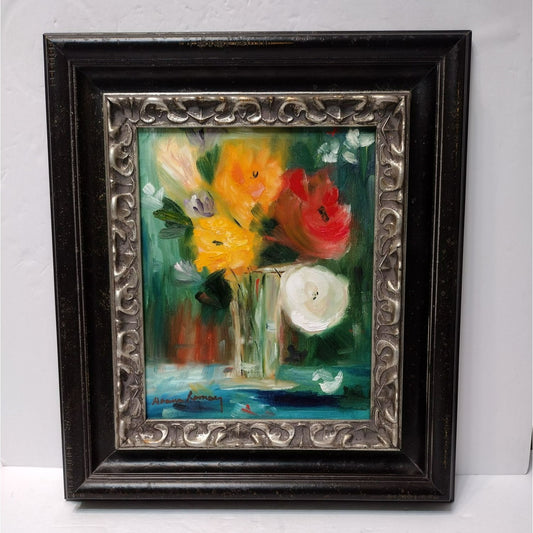 Original Oil Painting signed, Hanna Ramsey, Floral Wall Art, Colorful Flowers