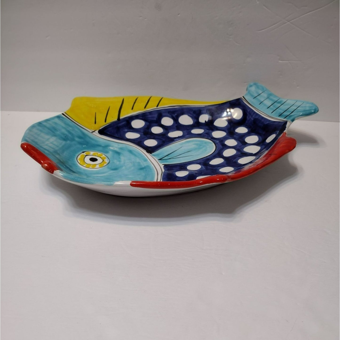 La Musa Handpainted Ceramic Fish Platter, Made in Italy, Serving Plate, Wall Hanging