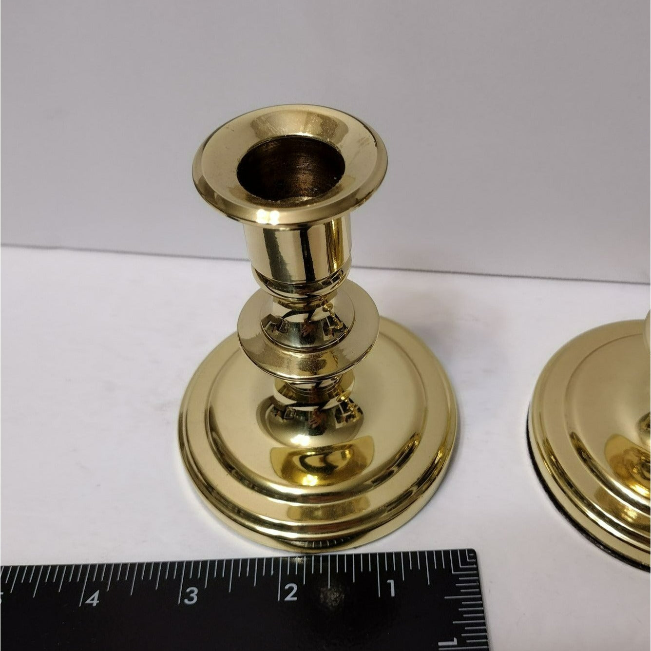 Vintage Baldwin Brass Candlesticks, Pair, Georgetown No 7220 4" Made in USA 1982