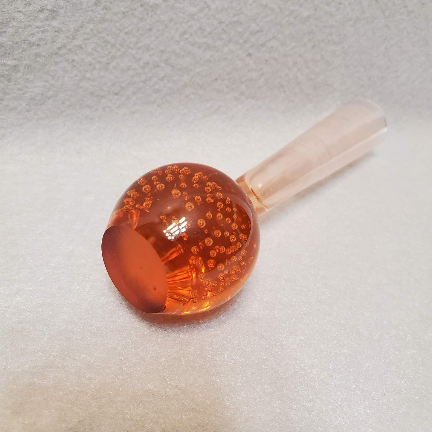 Vintage Ball Bottom Bud Vase Hand Blown Glass Controlled Bubble Bullicante Amber