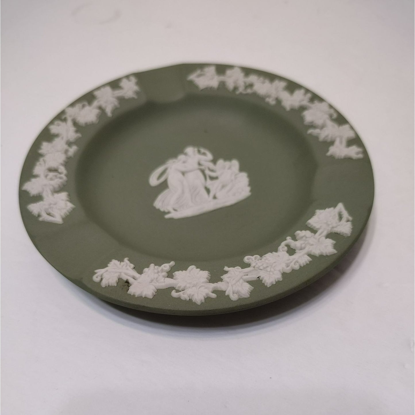 Wedgwood Jasperware Cupid 4.5" Sage Green Mini Plate Dish / Ashtray