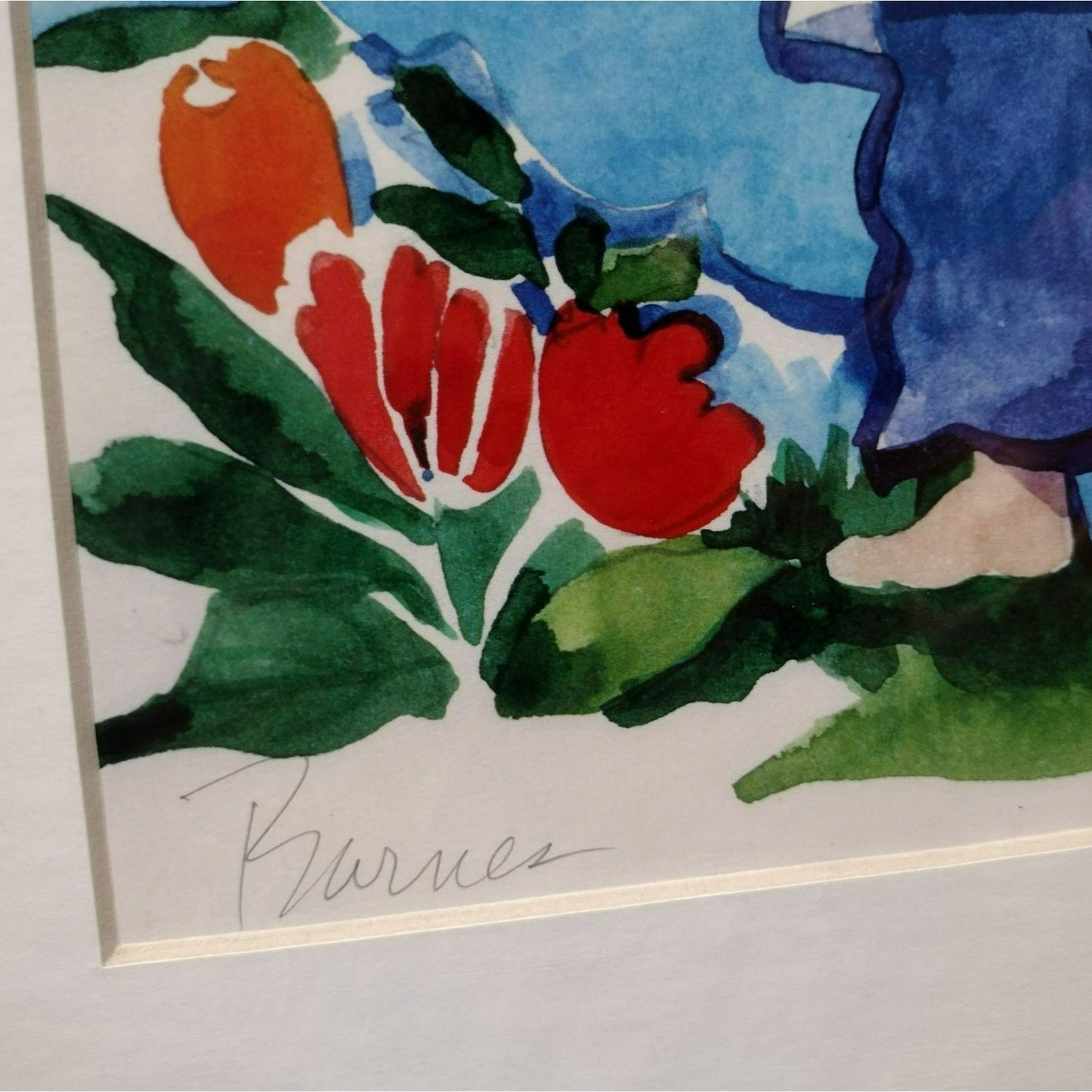 Signed Art Print by Diana Barnes, Matted Watercolor Artwork, Superman Boy & Dog