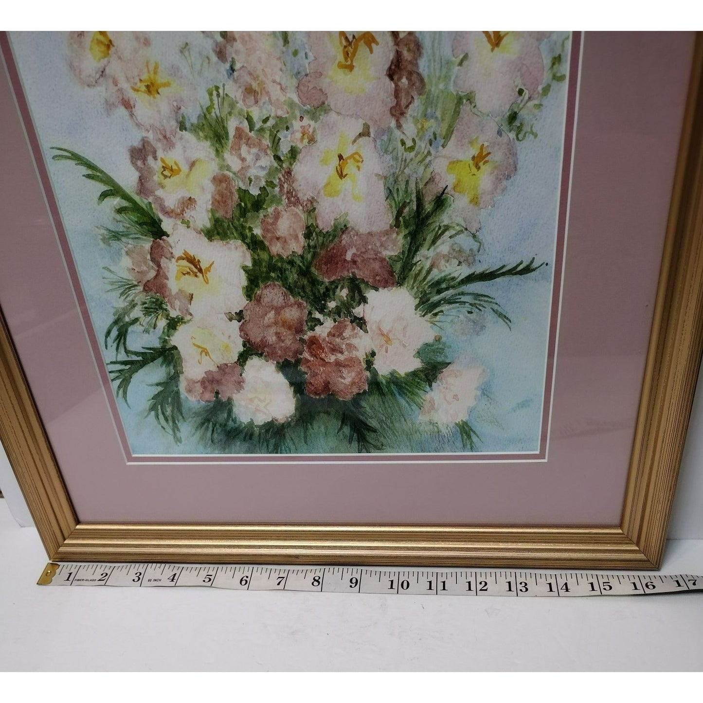 Original Watercolor Painting, Framed Matted and Signed, Pink Flowers Cottagecore, Floral Painting, Original Watercolor Painting, Pink Floral