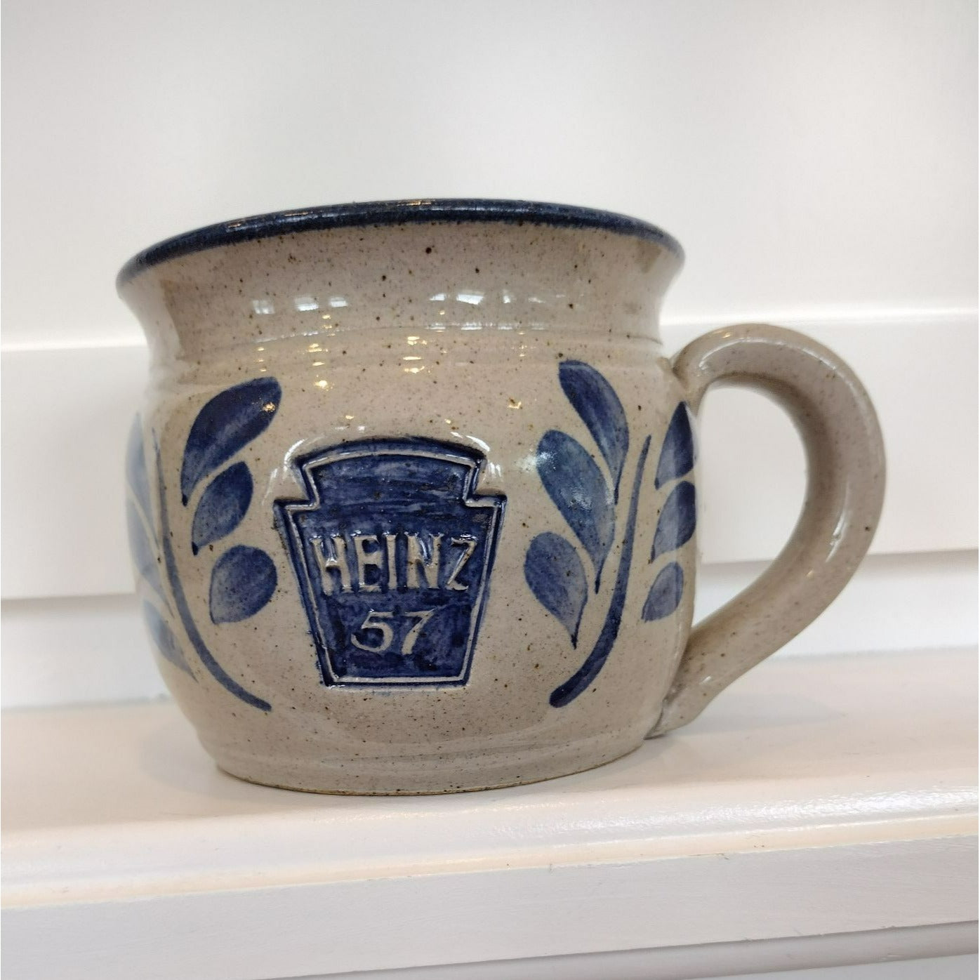 Heinz 57 Studio Pottery Mug, Hand Thrown Stoneware Soup Cup, Signed Dated 1995