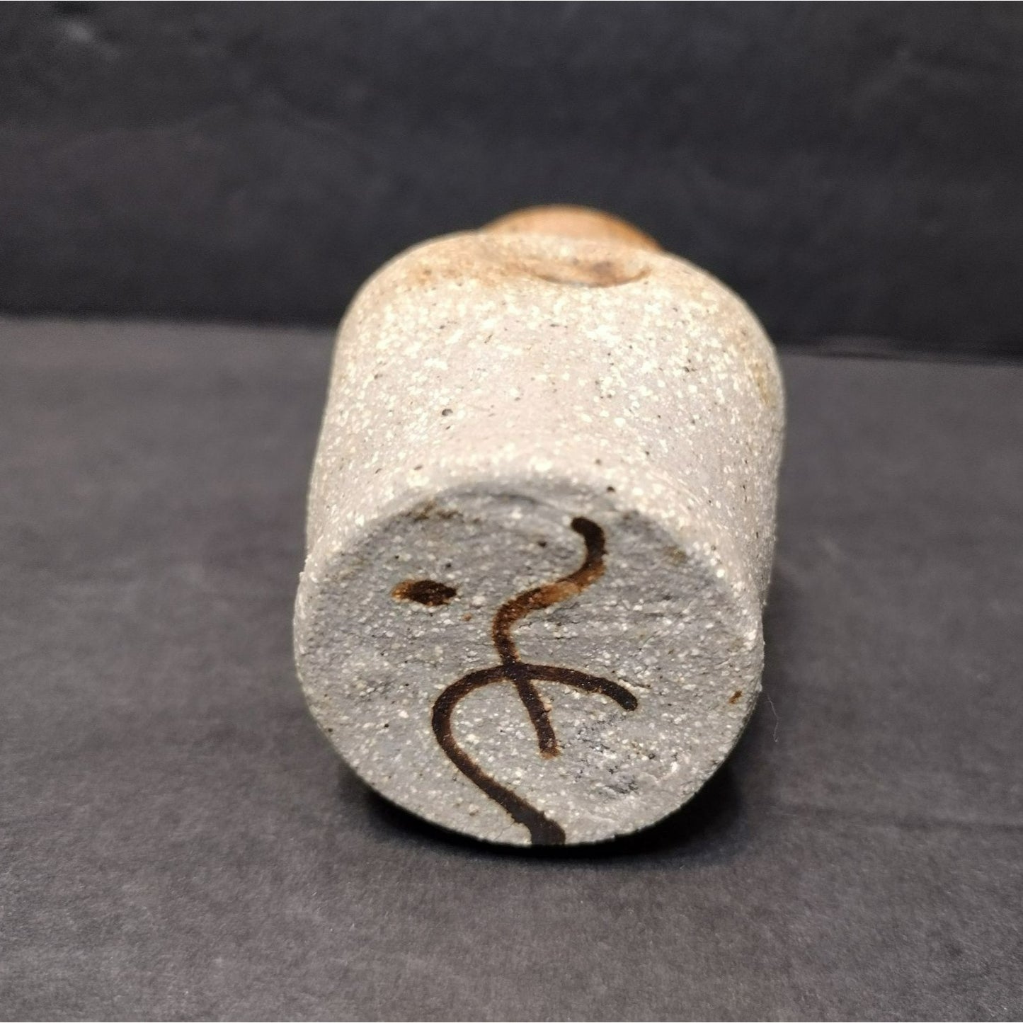 Mini Ceramic Bud Vase, Vintage Signed Pottery, Handmade Beige Tan Stoneware Vase