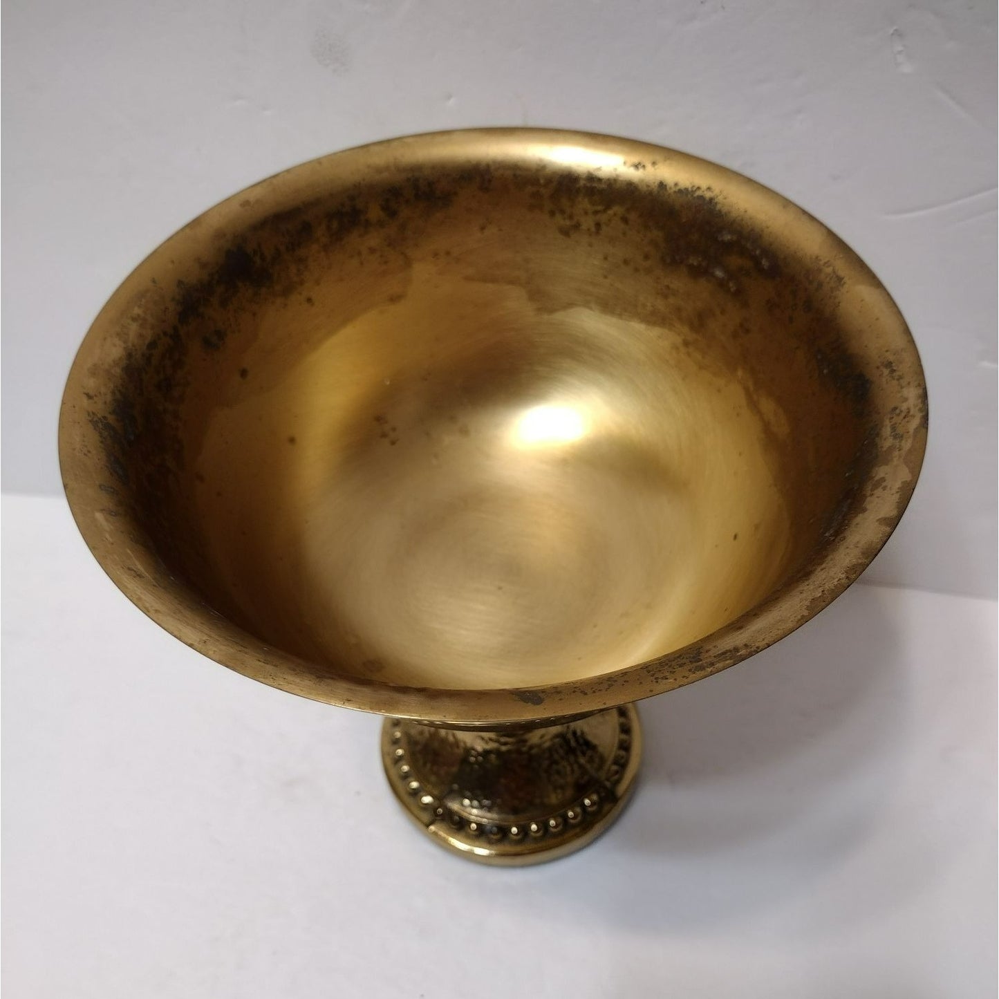 Vintage Brass Pedestal Bowl, Compote, Gold Tone Metal Footed Dish, Brass Planter