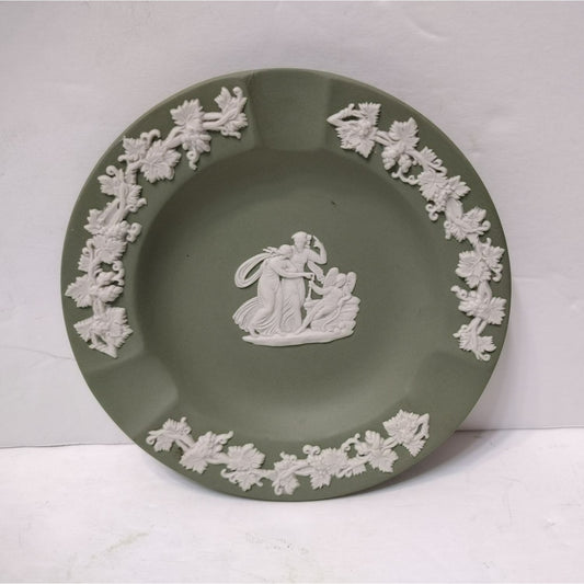 Wedgwood Jasperware Cupid 4.5" Sage Green Mini Plate Dish / Ashtray