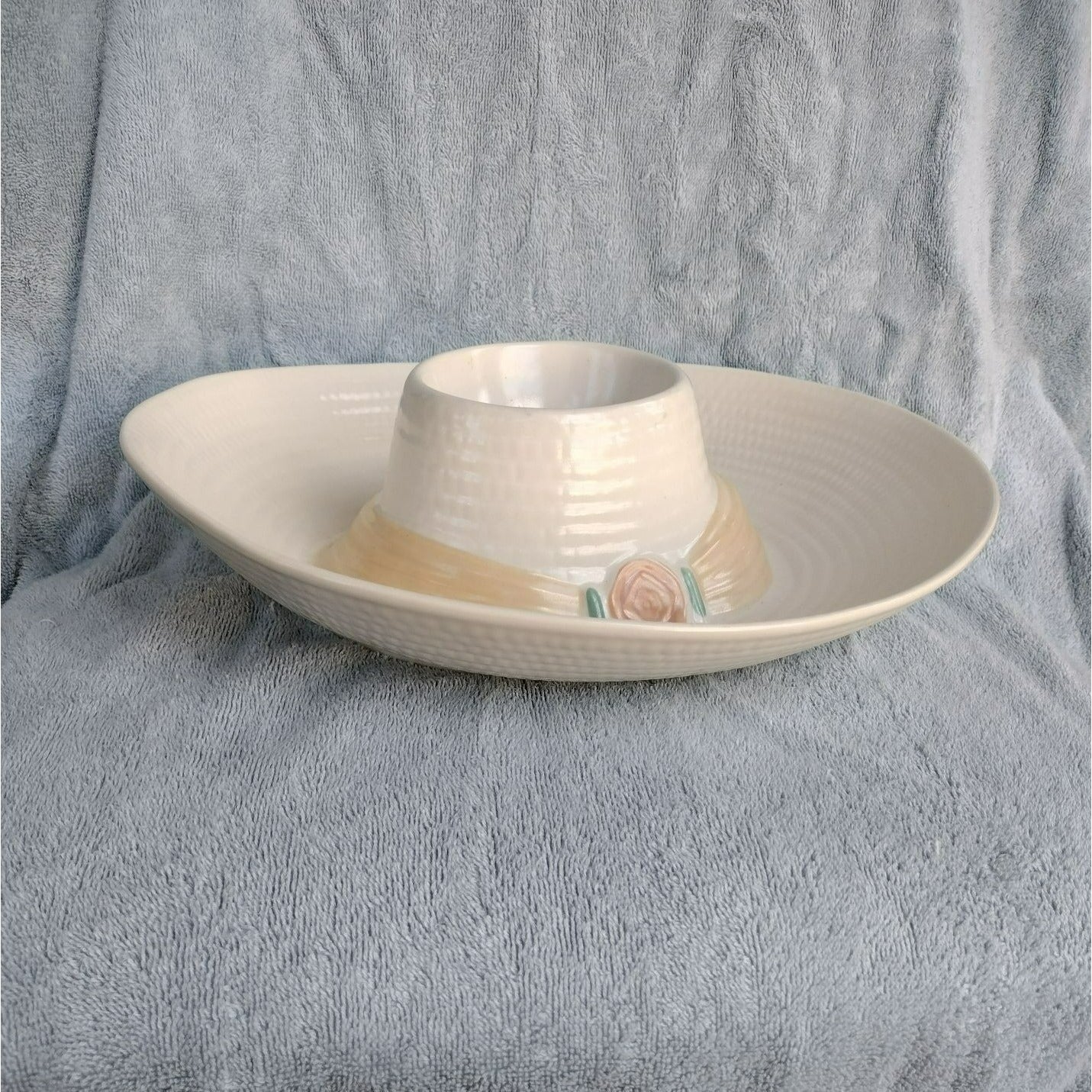 Vintage Treasure Craft Chip & Dip Dish, Sombrero Cowboy Hat USA Large Serving Bowl