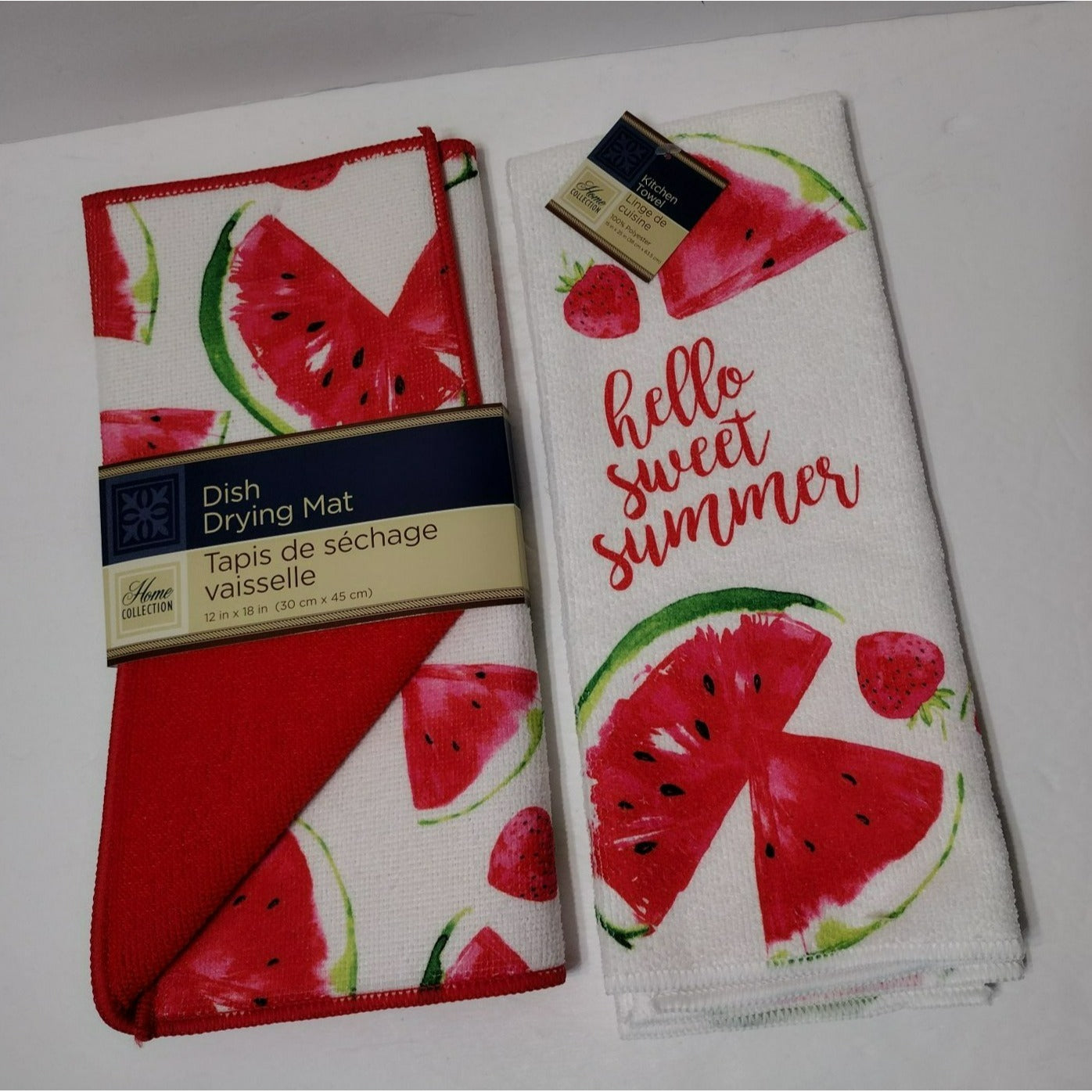 Watermelon Kitchen Linens, Kitchen Towel, Drying Mat, Summer Red Fruit NEW