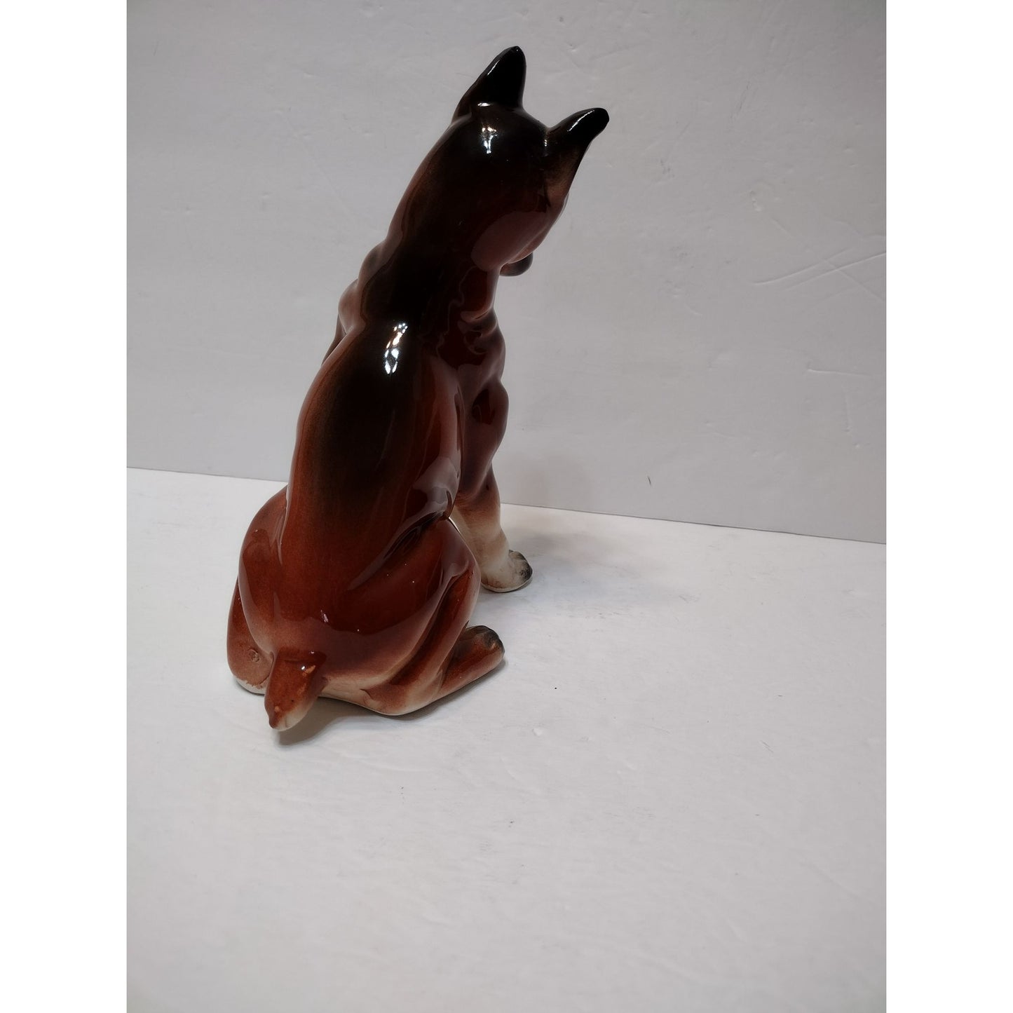 Vintage Boxer Dog Figurine, Large 8" Curious Puppy, Whimsical Animal Statue