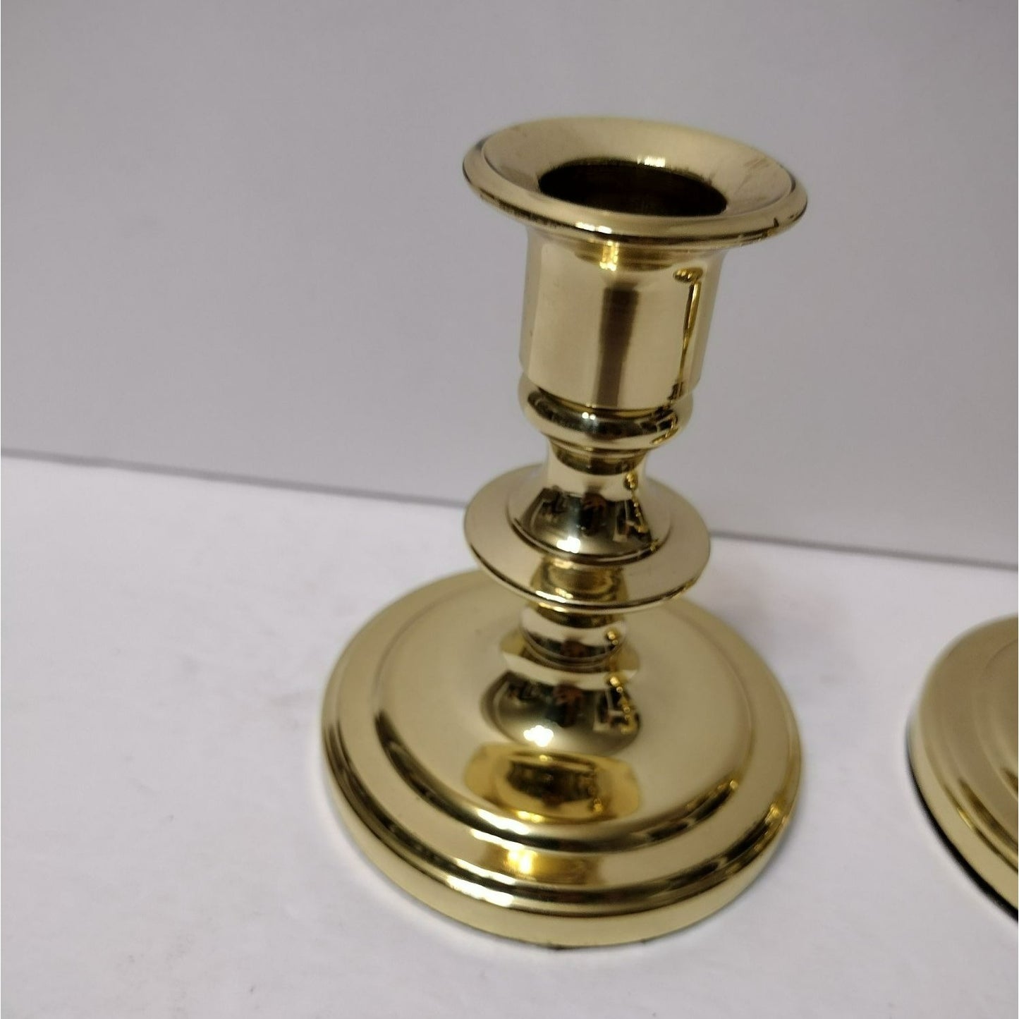 Vintage Baldwin Brass Candlesticks, Pair, Georgetown No 7220 4" Made in USA 1982