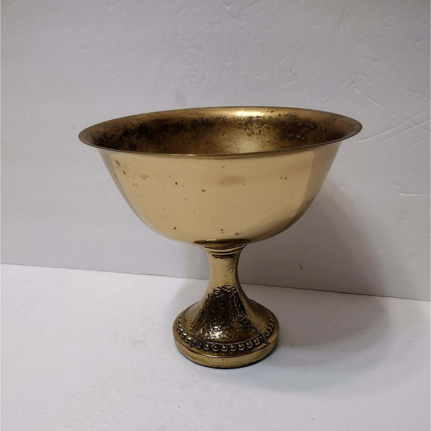 Vintage Brass Pedestal Bowl, Compote, Gold Tone Metal Footed Dish, Brass Planter