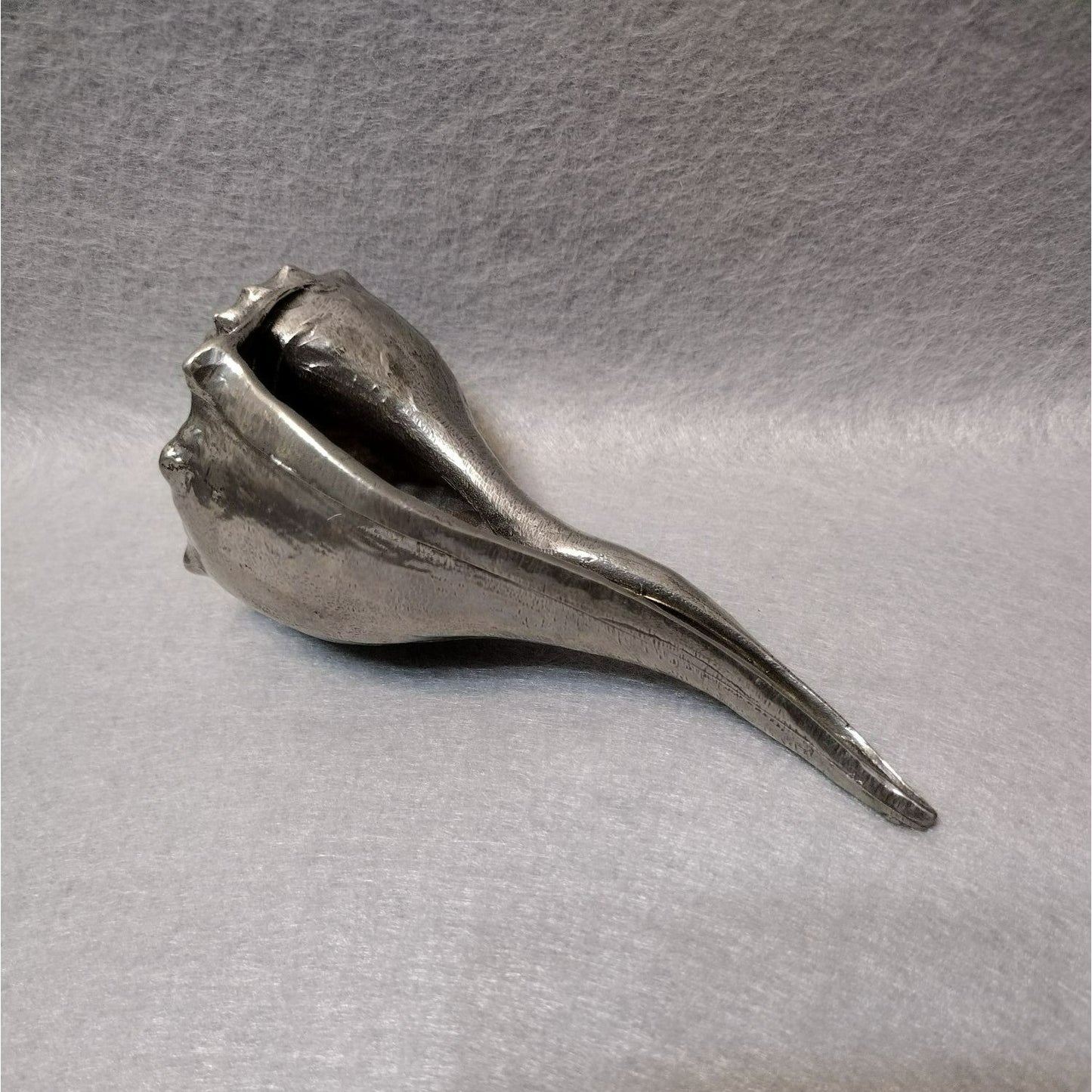 Shell Paperweight, Heavy Silver Tone Metal Whelk Seashell Figurine