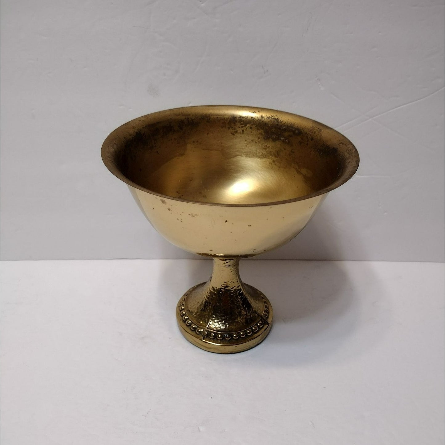 Vintage Brass Pedestal Bowl, Compote, Gold Tone Metal Footed Dish, Brass Planter