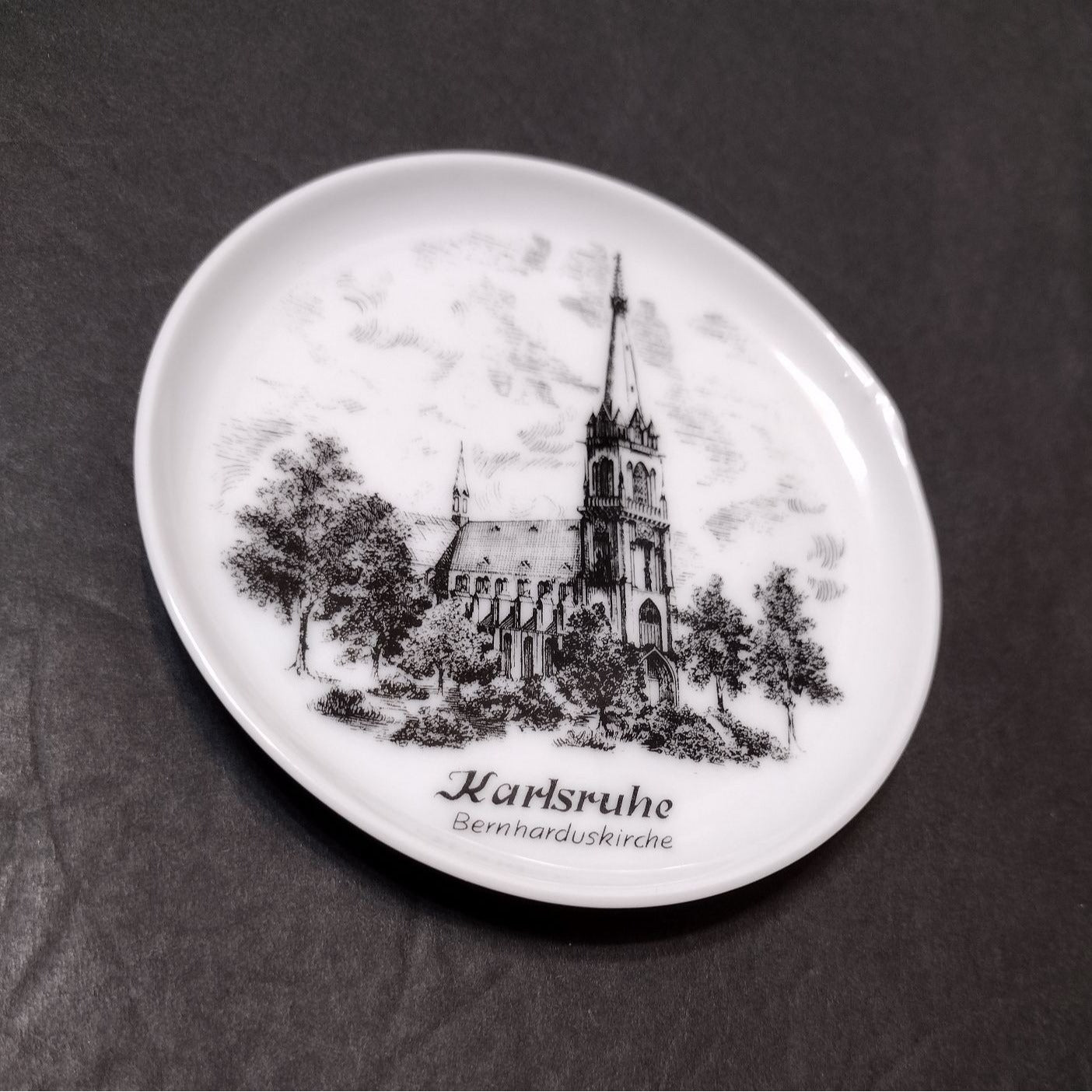 Kaiser West Germany Mini Plate, Karlsruhe St Bernhard Church, Porcelain Ring Dish Coaster