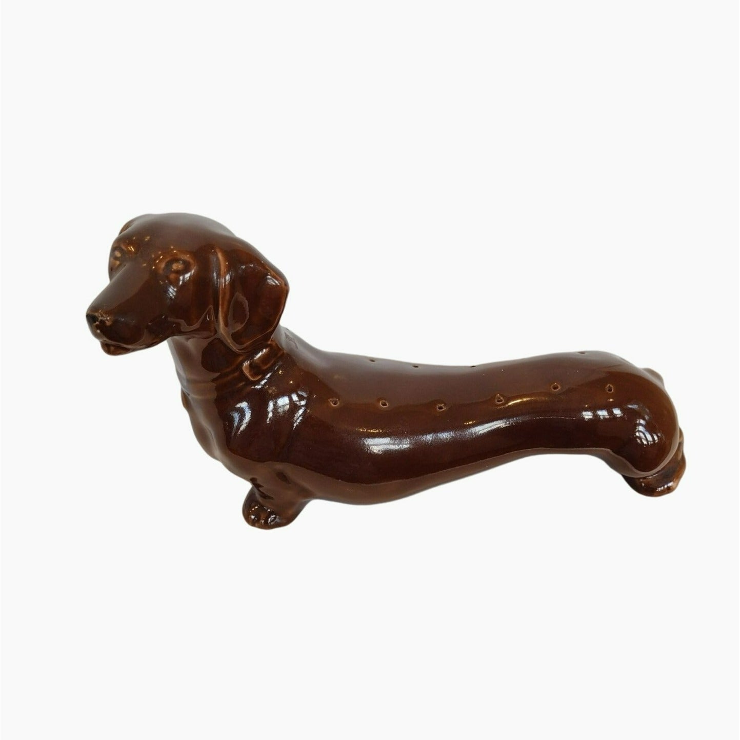 ABCO Handpainted Hors D'Oeuvres Dachshund Server, Alexander Backer Vintage Dog Appetizer Stand, Toothpick Holder