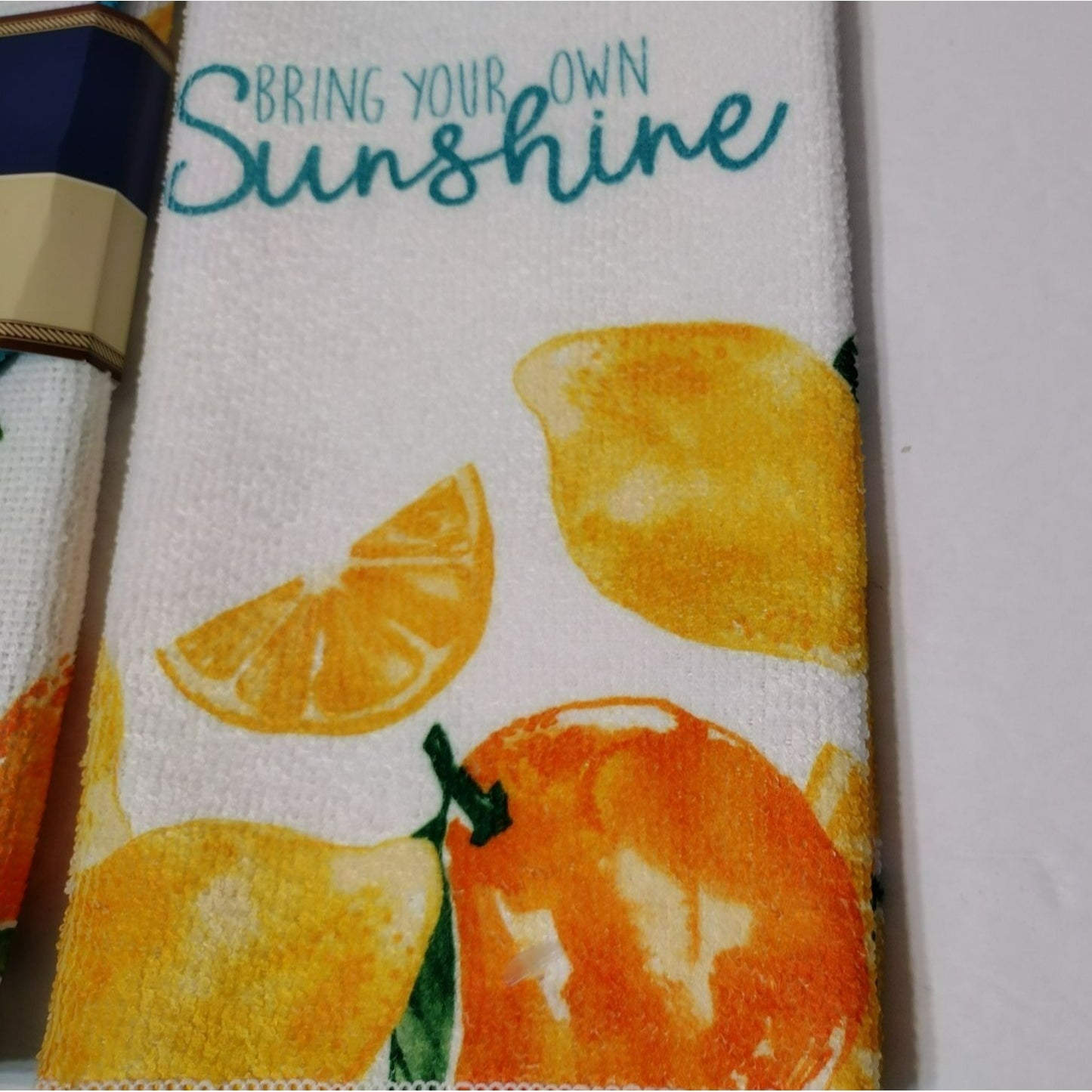 Lemon Citrus Kitchen Linens, Kitchen Towel, Drying Mat, Sunshine Yellow Blue NEW