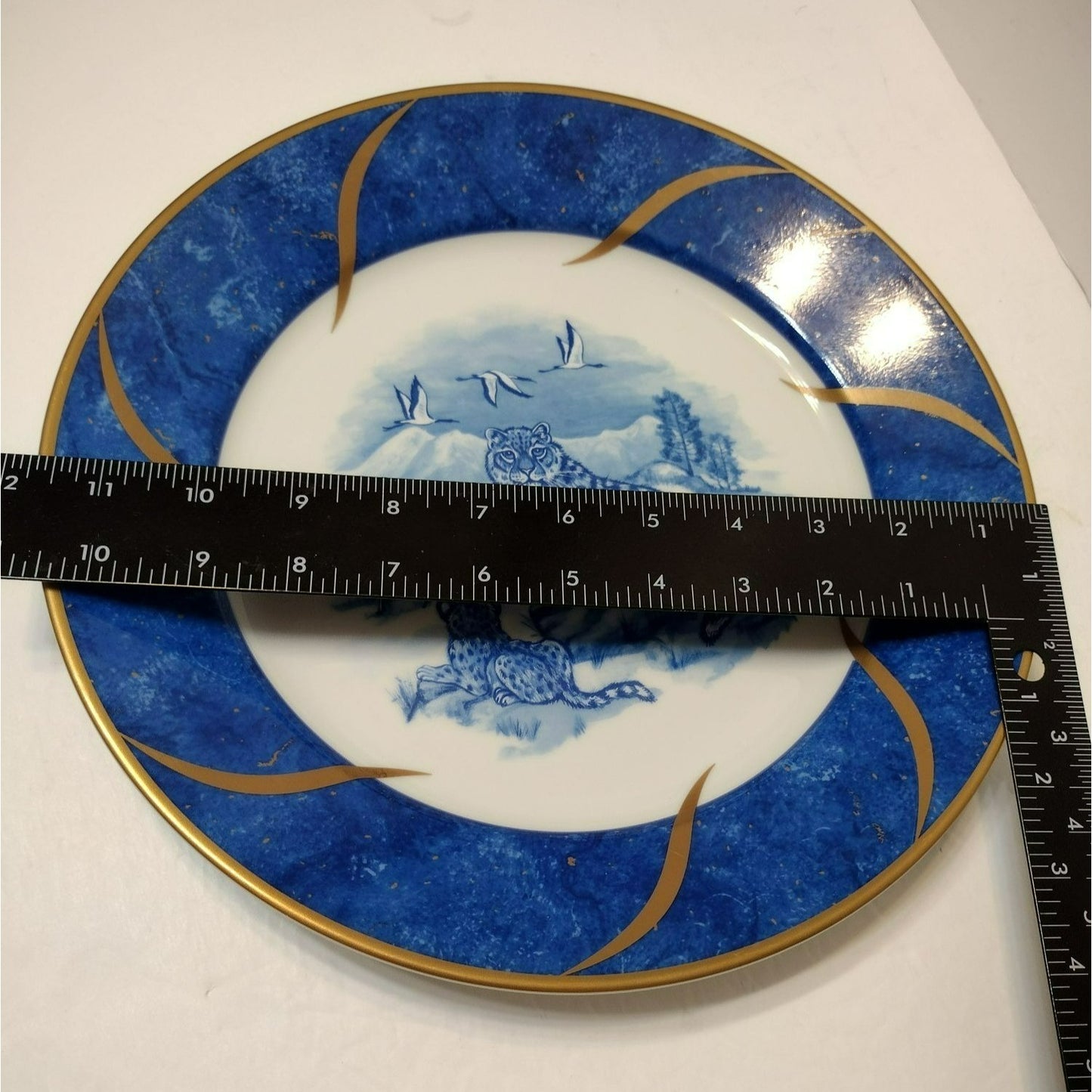 Lynn Chase Leopard Lazuli Chop Plate, Vintage 12" Platter Charger Czech Republic