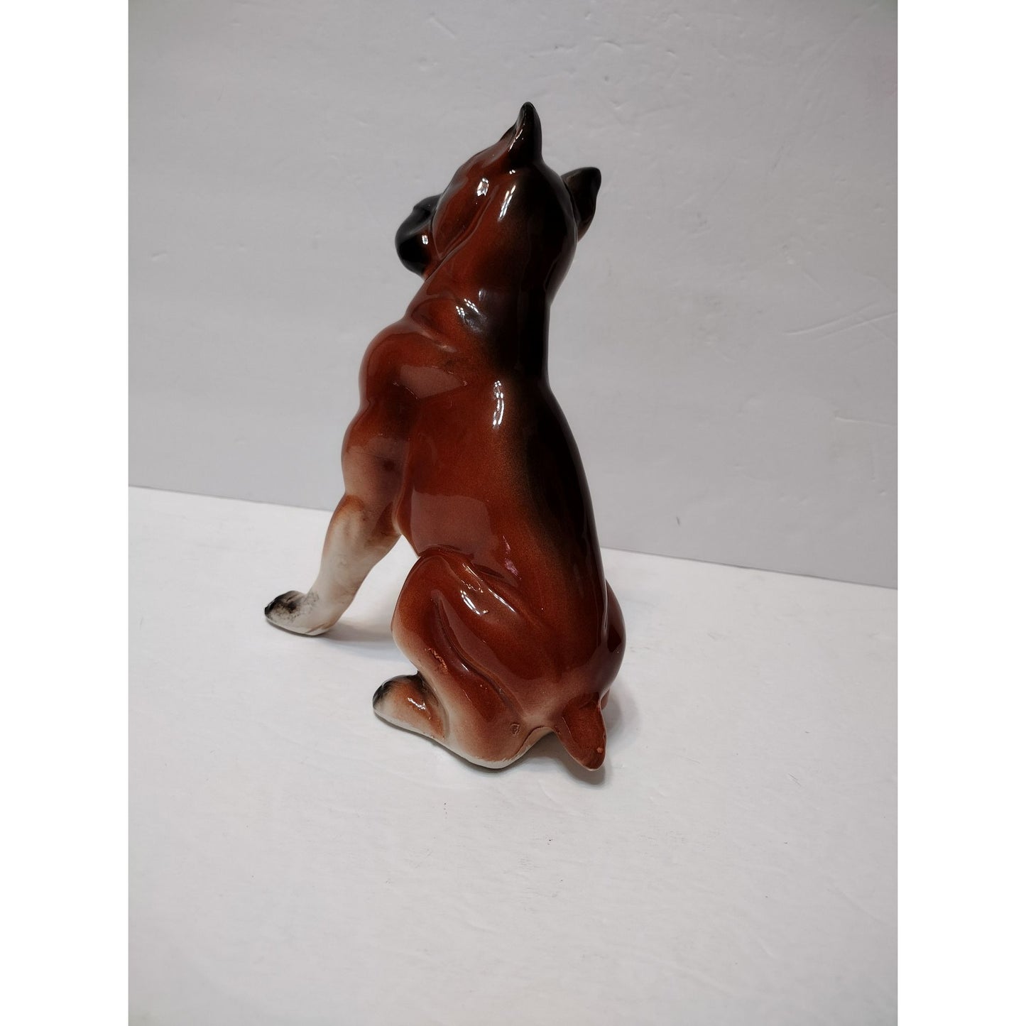 Vintage Boxer Dog Figurine, Large 8" Curious Puppy, Whimsical Animal Statue