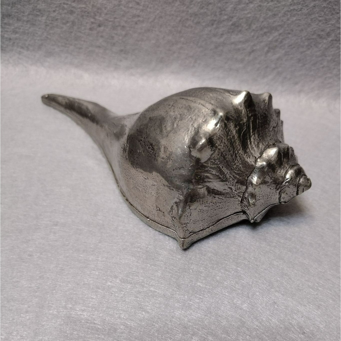 Shell Paperweight, Heavy Silver Tone Metal Whelk Seashell Figurine
