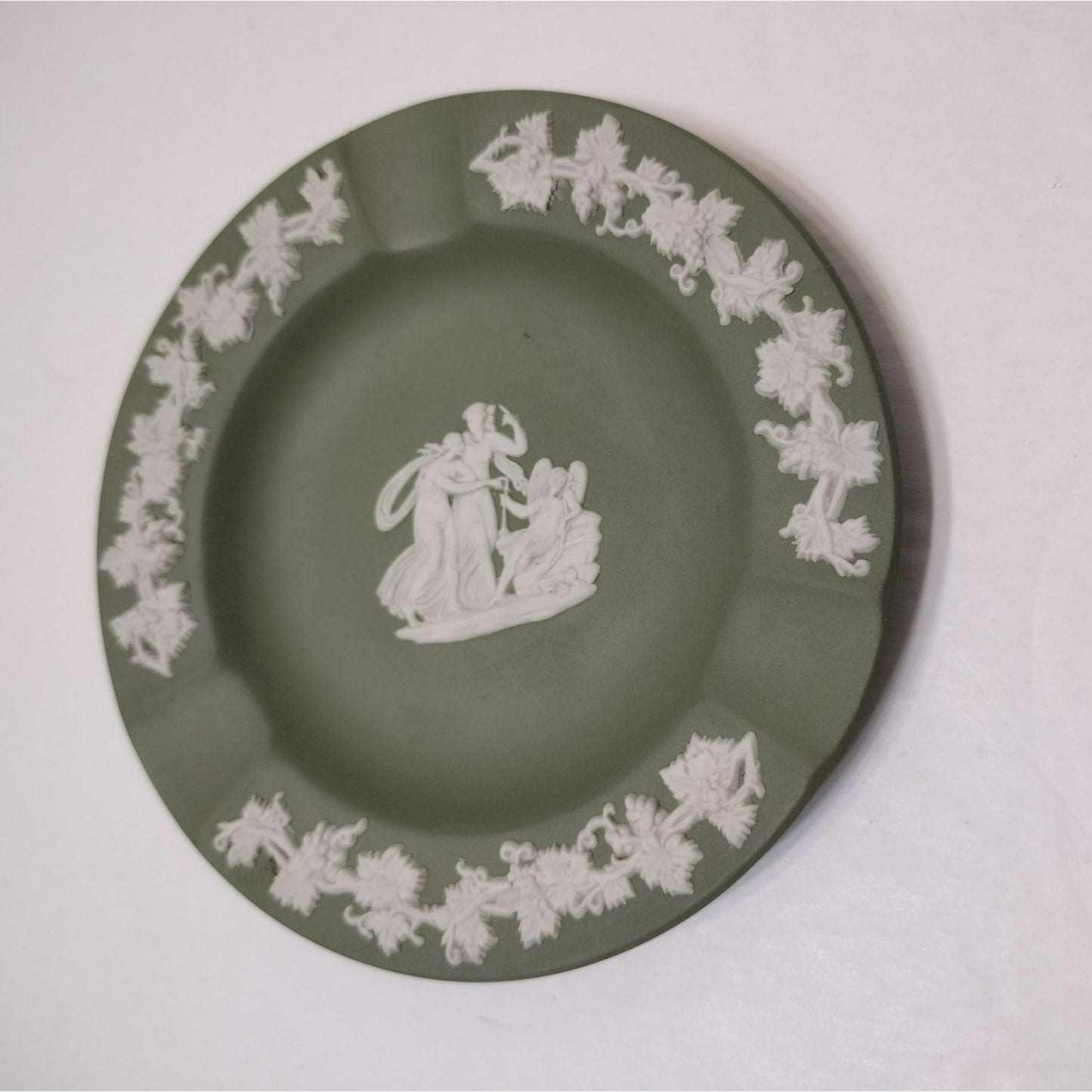 Wedgwood Jasperware Cupid 4.5" Sage Green Mini Plate Dish / Ashtray