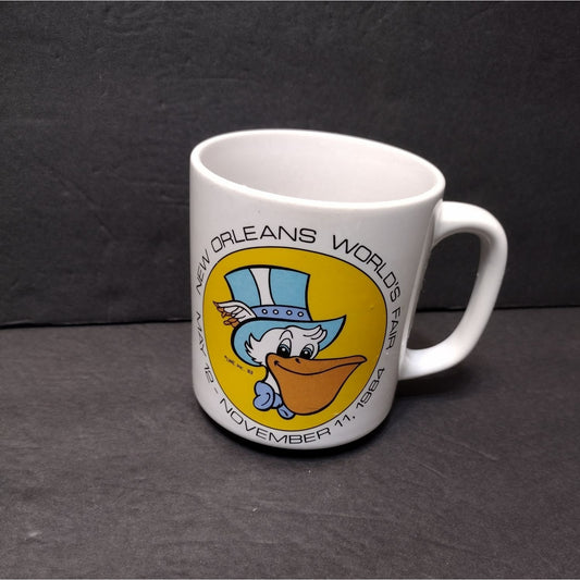 1984 New Orleans World's Fair Mug, Louisiana Seymore D. Fair Pelican Coffee Cup